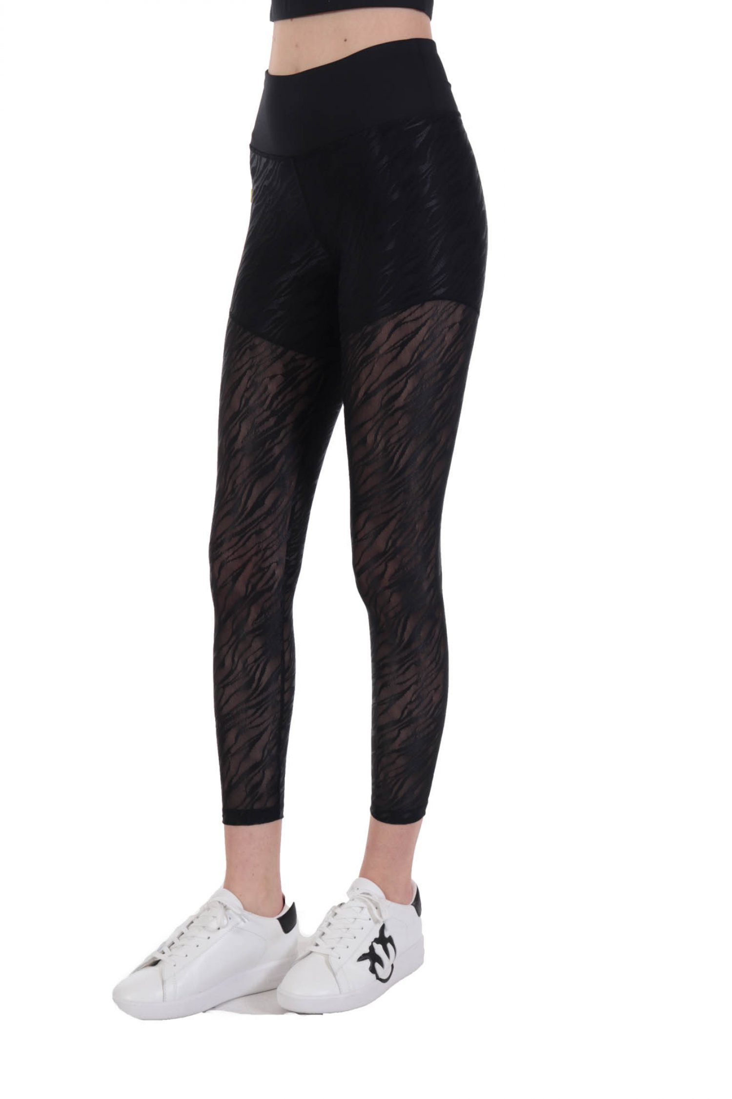 EMPORIO ARMANI 7 ΚΟΛΑΝ ΔΙΑΦΑΝΕΙΑ LOGO JERSEY LEGGINGS ΜΑΥΡΟ φωτογραφία