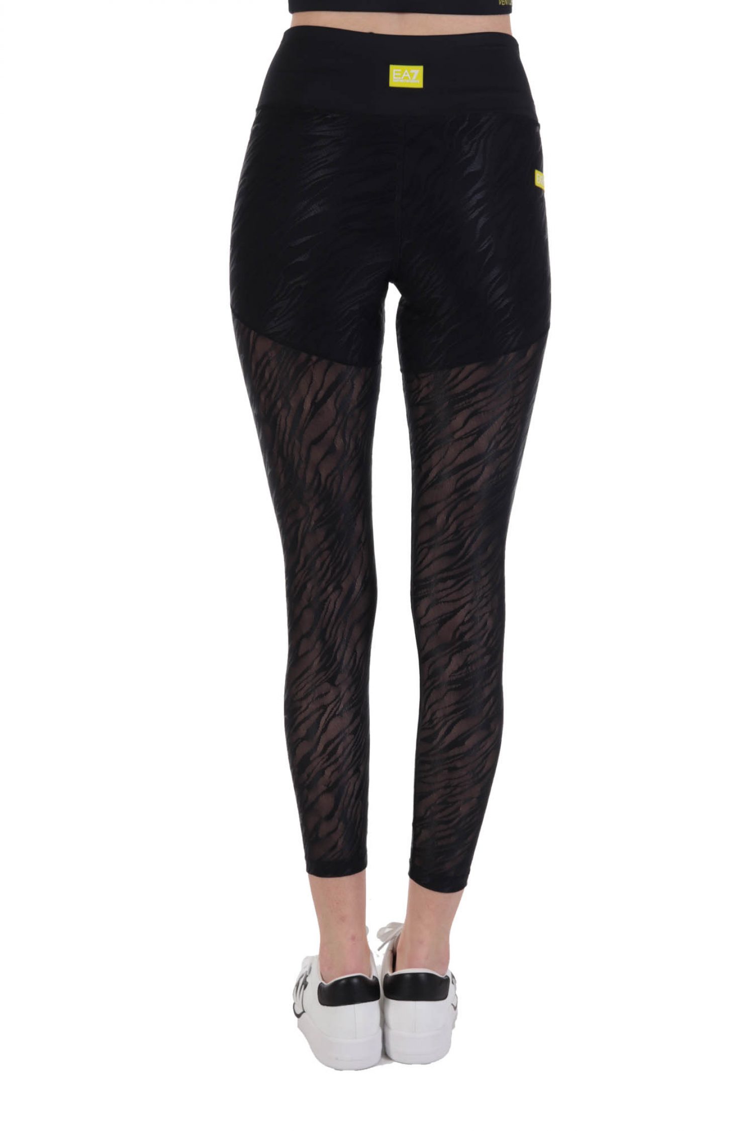 EMPORIO ARMANI 7 ΚΟΛΑΝ ΔΙΑΦΑΝΕΙΑ LOGO JERSEY LEGGINGS ΜΑΥΡΟ φωτογραφία