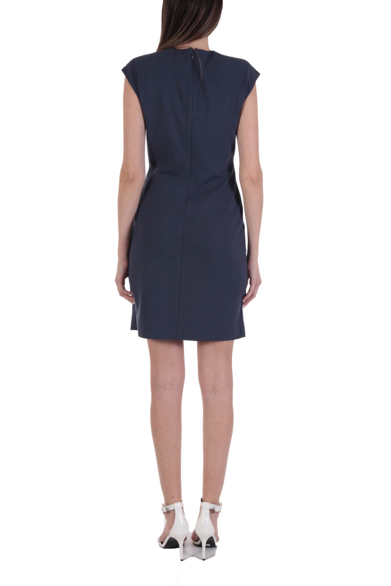 EMPORIO ARMANI ΦΟΡΕΜΑ WOMAN JERSEY DRESS V-NECK ΝΤΡΑΠΕ ΜΠΛΕ ΡΑΦ