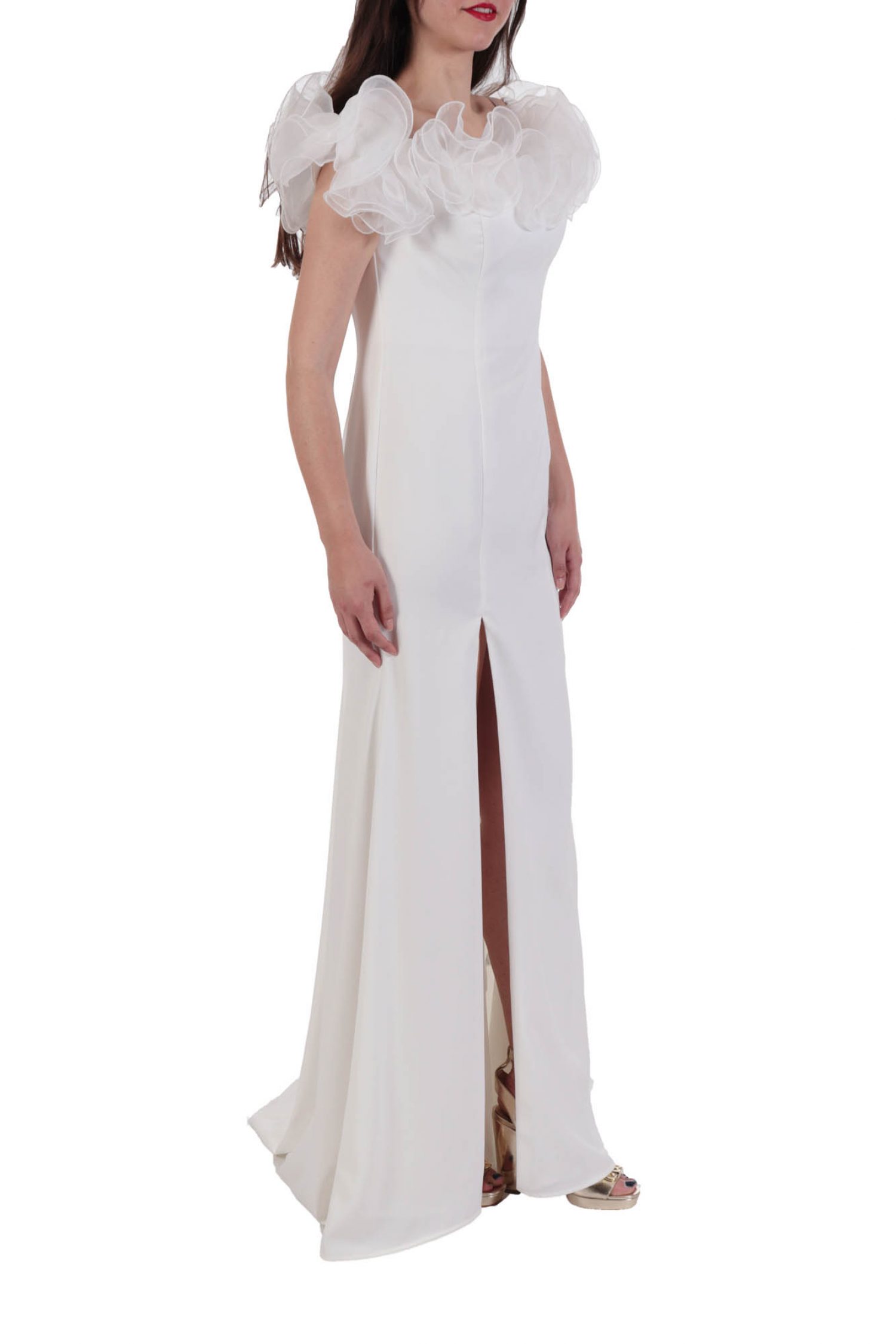 ALLURE EVENING ΦΟΡΕΜΑ ΜΑΚΡΥ ΒΟΛΑΝ ΩΜΟΥΣ ΣΚΙΣΙΜΟ ΛΕΥΚΟ