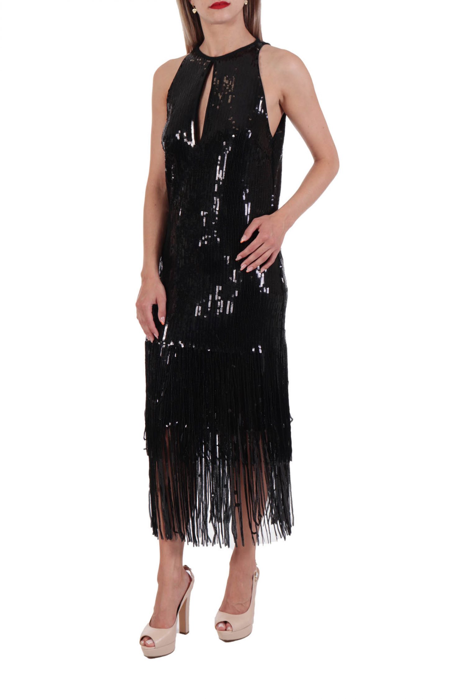 PINKO ΦΟΡΕΜΑ ACEROLA ABITO ΠΑΡΤΟΙ ΩΜΟΙ ΚΡΟΣΙΑ ΠΑΓΙΕΤΕΣ ΜΑΥΡΟ