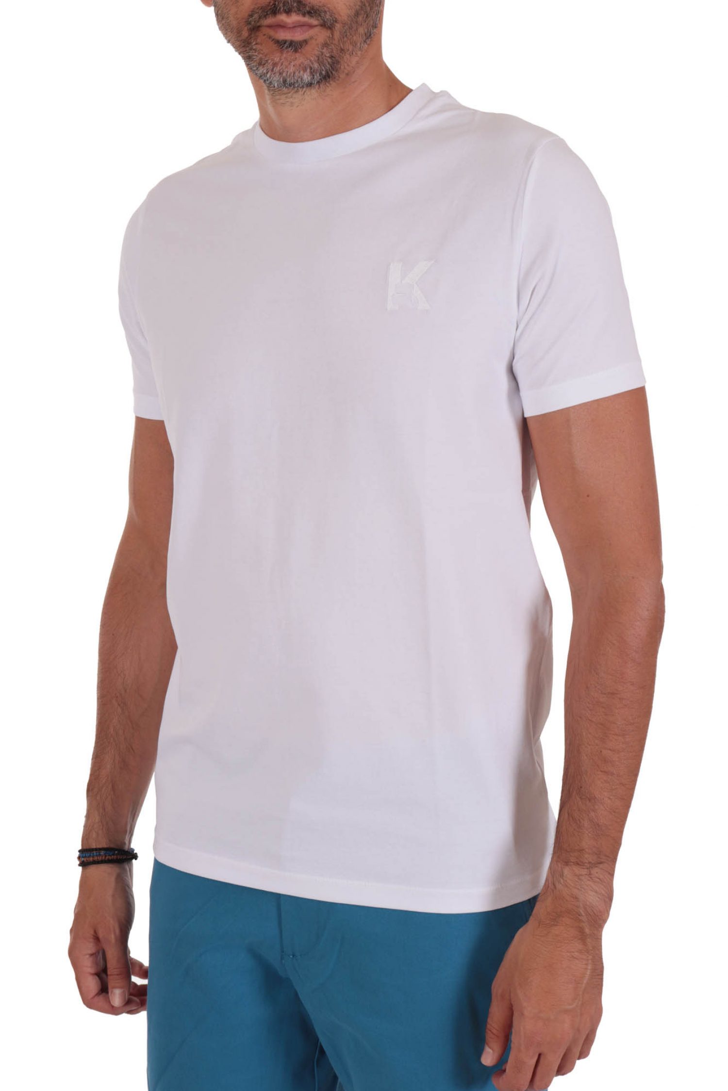 KARL LAGERFELD T-SHIRT CREW NECK LOGO ΛΕΥΚΟ φωτογραφία