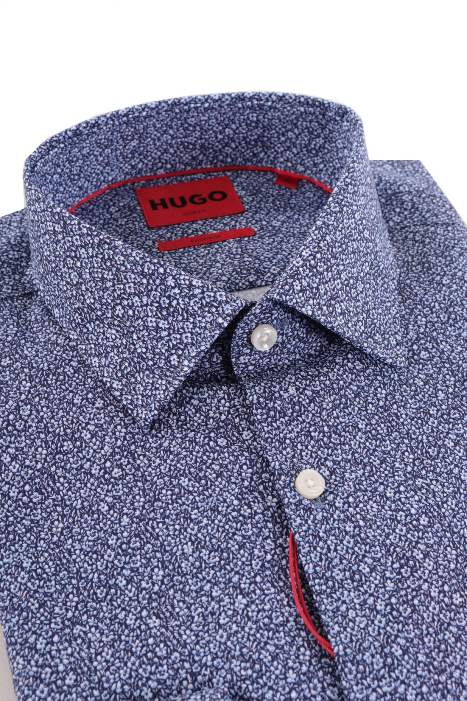 HUGO ΠΟΥΚΑΜΙΣΟ ΜΙΚΡΟΣΧΕΔΙΟ SLIM FIT EASY IRON KENNO ΜΠΛΕ