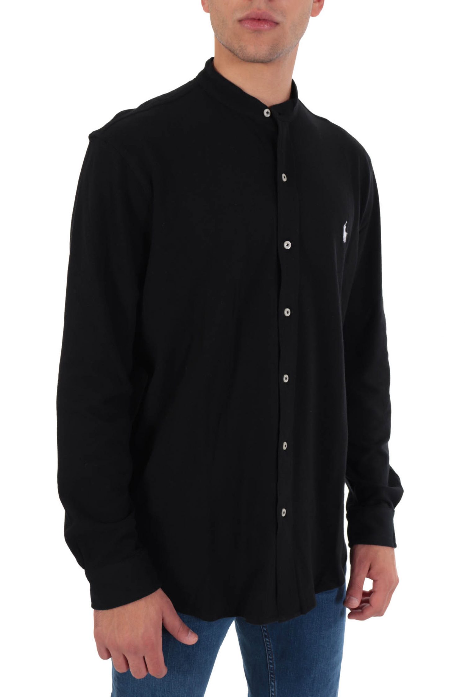 RALPH LAUREN ΠΟΥΚΑΜΙΣΟ MAO PIQUET FEATHER WEIGHT MESH ΜΑΥΡΟ φωτογραφία