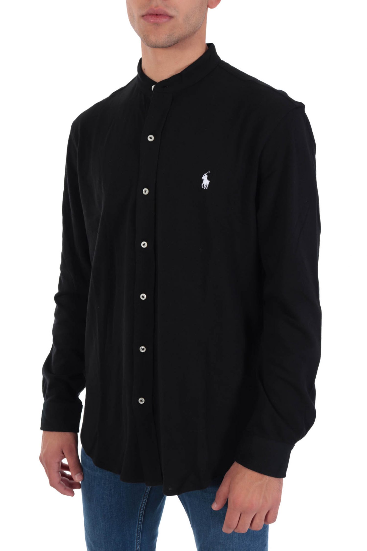 RALPH LAUREN ΠΟΥΚΑΜΙΣΟ MAO PIQUET FEATHER WEIGHT MESH ΜΑΥΡΟ φωτογραφία