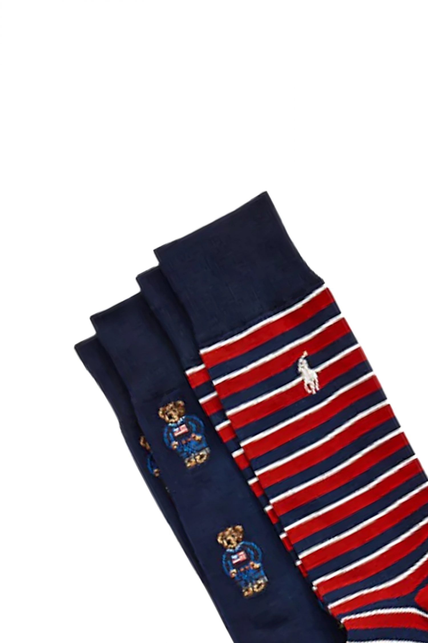 RALPH LAUREN ΚΑΛΤΣΕΣ 2PAIRS LOGO BEAR ΜΠΛΕ-ΚΟΚΚΙΝΟ φωτογραφία