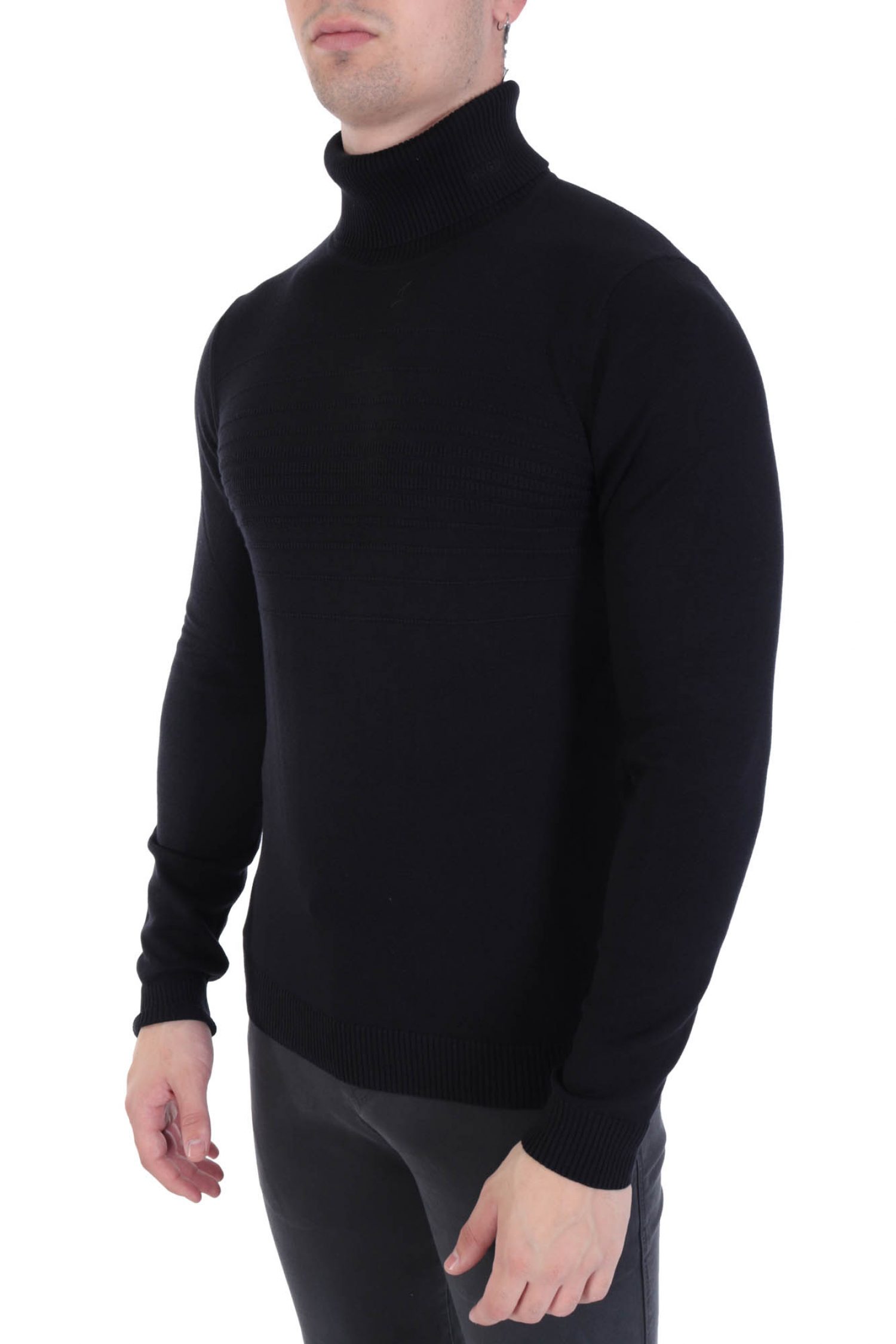 HUGO ΠΛΕΚΤΟ ROLLNECK SISO ΜΑΥΡΟ