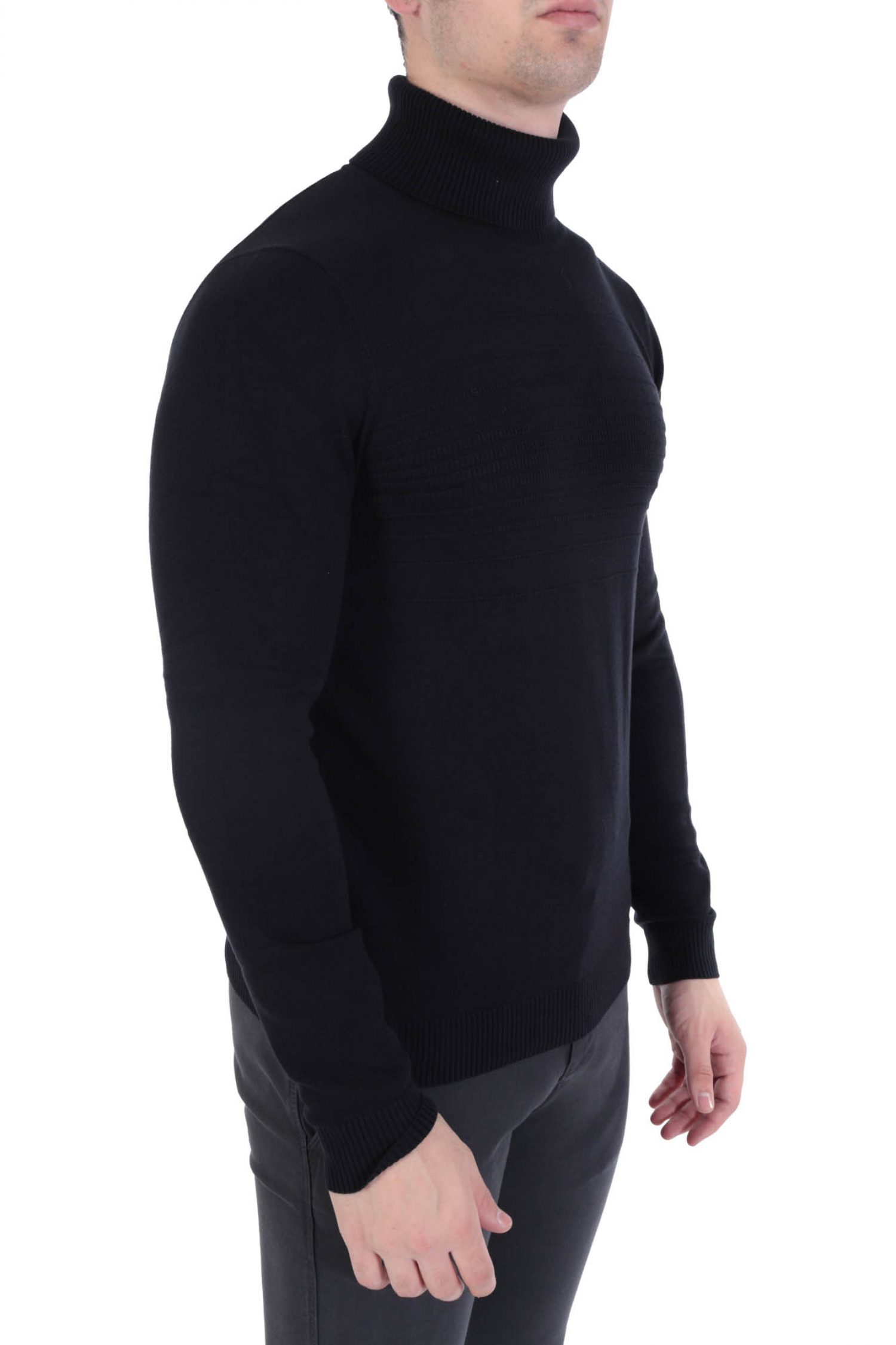 HUGO ΠΛΕΚΤΟ ROLLNECK SISO ΜΑΥΡΟ