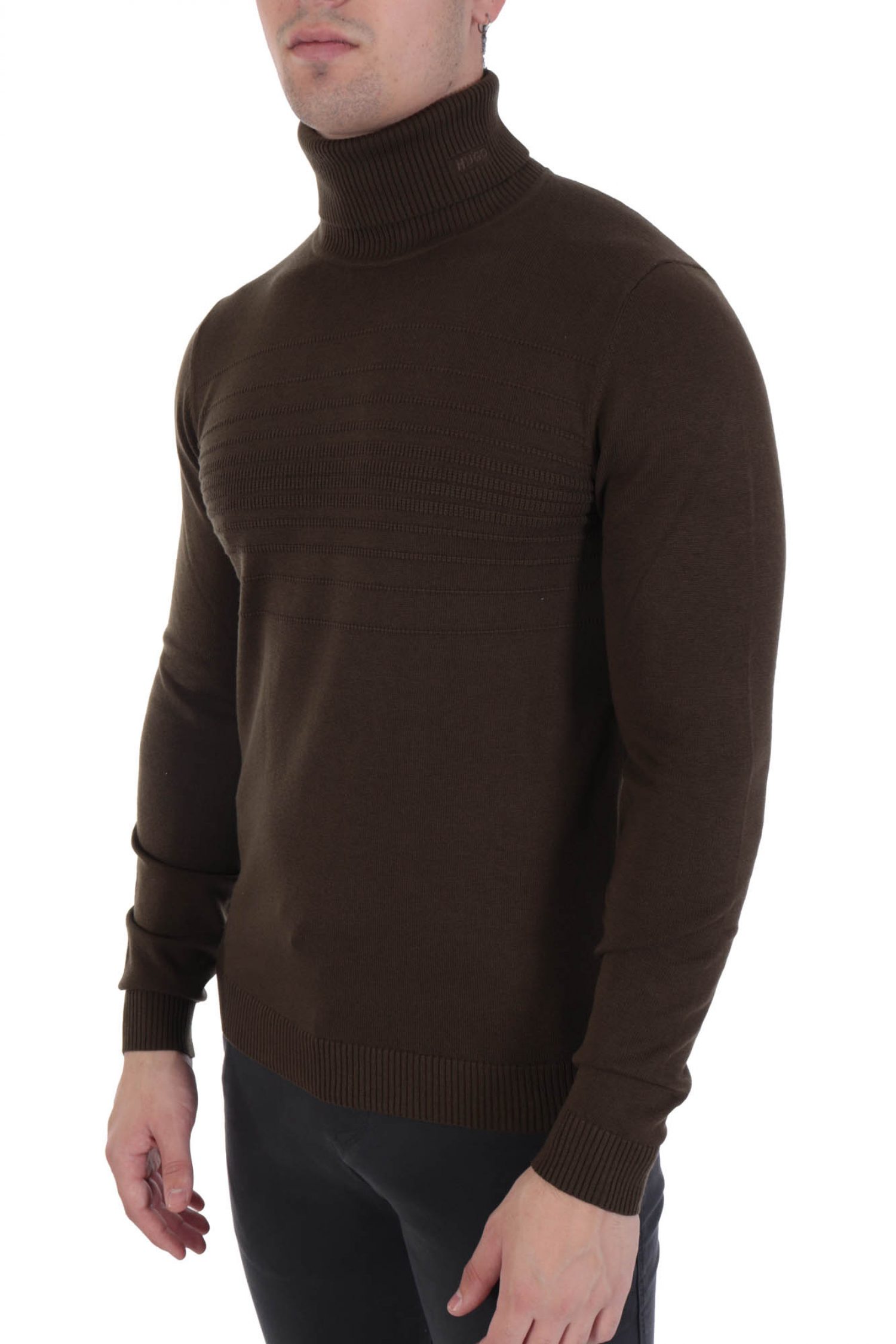 HUGO ΠΛΕΚΤΟ ROLLNECK SISO ΧΑΚΙ