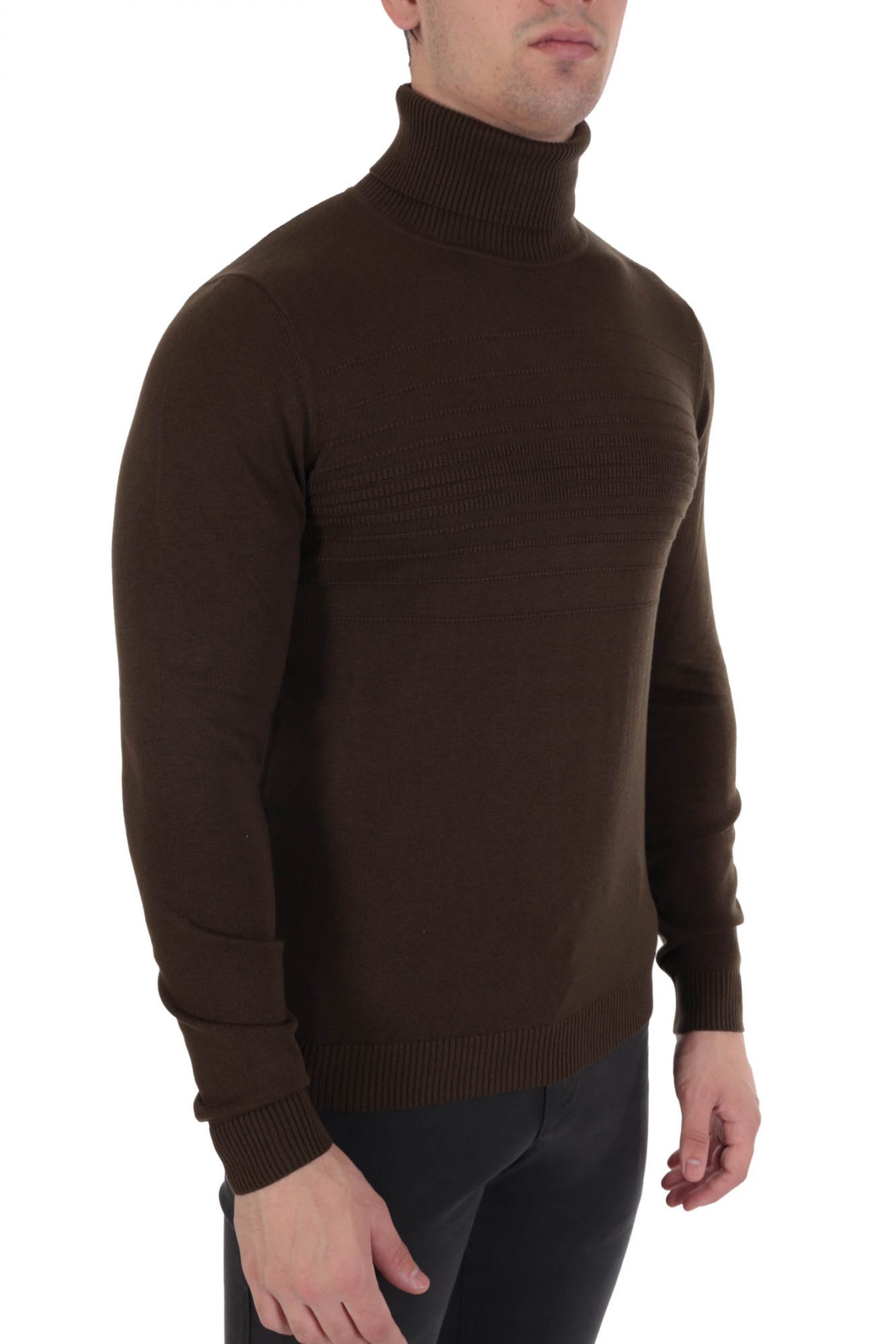 HUGO ΠΛΕΚΤΟ ROLLNECK SISO ΧΑΚΙ