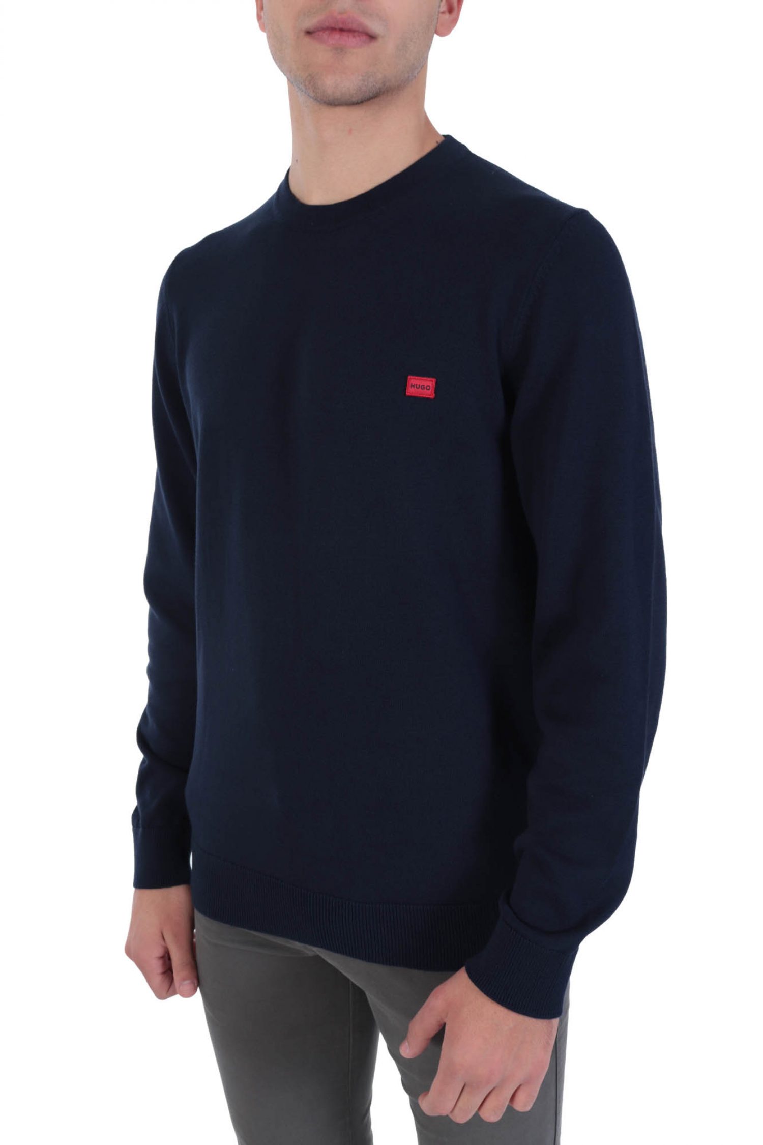 HUGO ΠΛΕΚΤΟ CREW NECK SAN CASSIUS-C1 ΜΠΛΕ