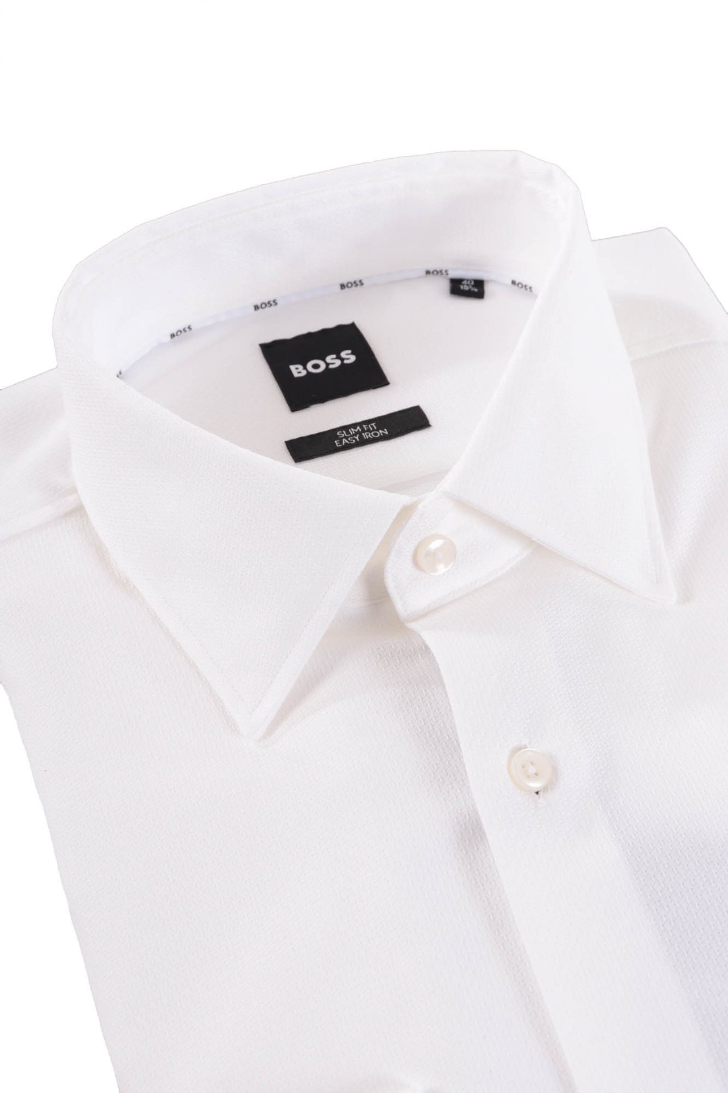 BOSS ΠΟΥΚΑΜΙΣΟ SLIM FIT EASY IRON H-HANK-KENT-C1-214 ΛΕΥΚΟ