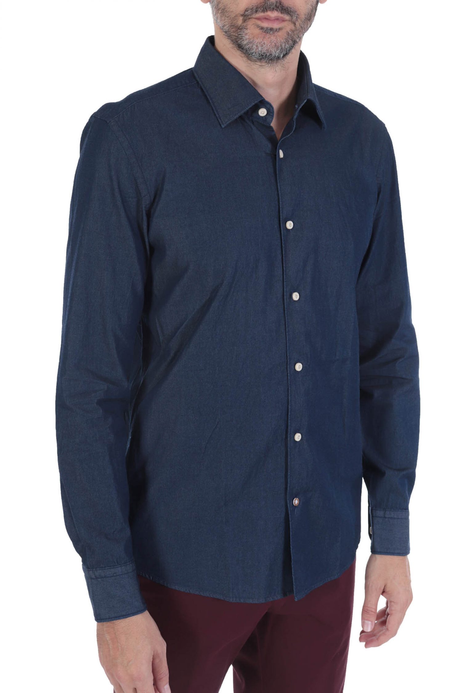 BOSS ΠΟΥΚΑΜΙΣΟ JEANS CASUAL FIT C-HAL-KENT-C1-223 ΜΠΛΕ φωτογραφία