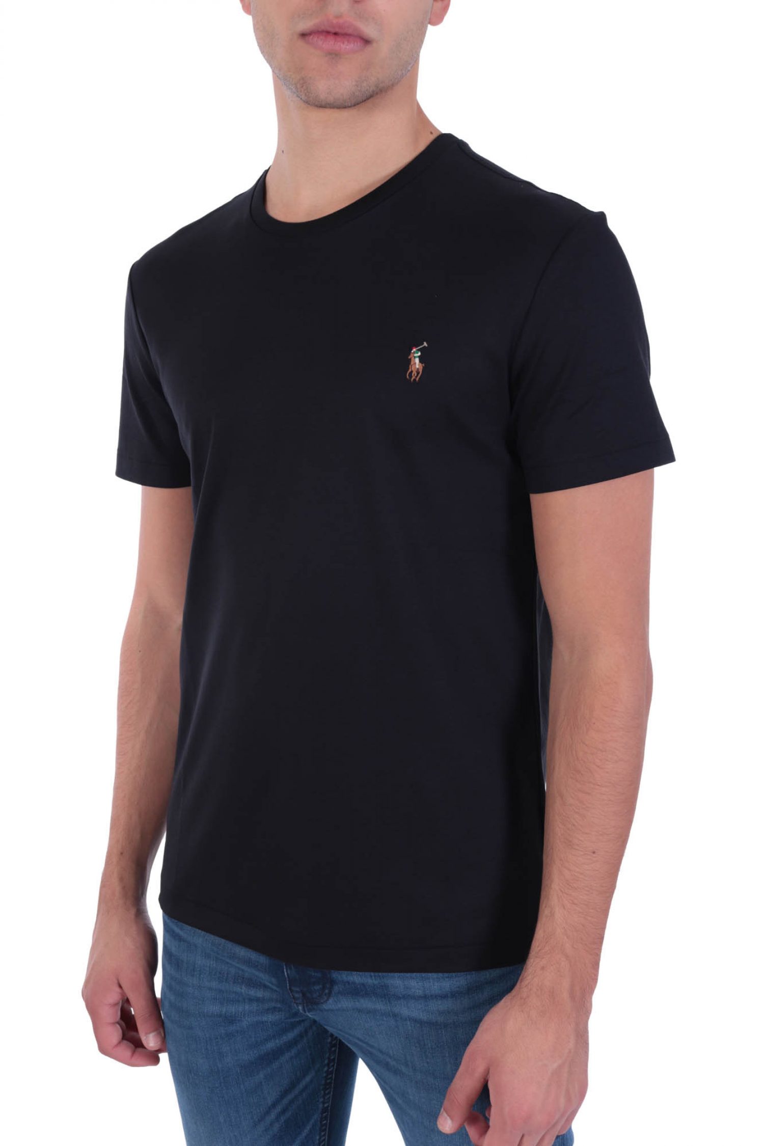 RALPH LAUREN T-SHIRT INTERLOCK LOGO CUSTOM SLIM FIT ΜΑΥΡΟ φωτογραφία