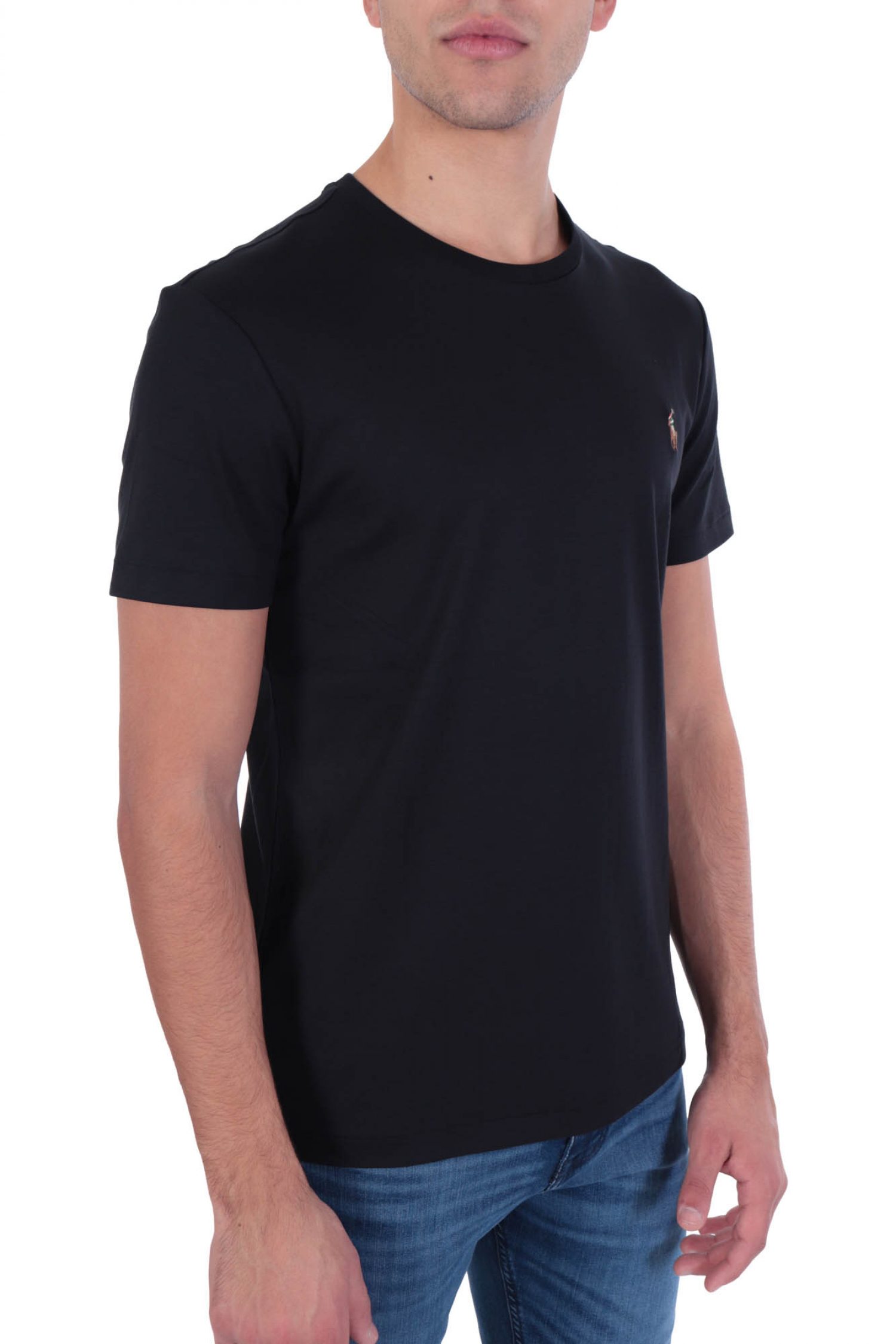 RALPH LAUREN T-SHIRT INTERLOCK LOGO CUSTOM SLIM FIT ΜΑΥΡΟ φωτογραφία