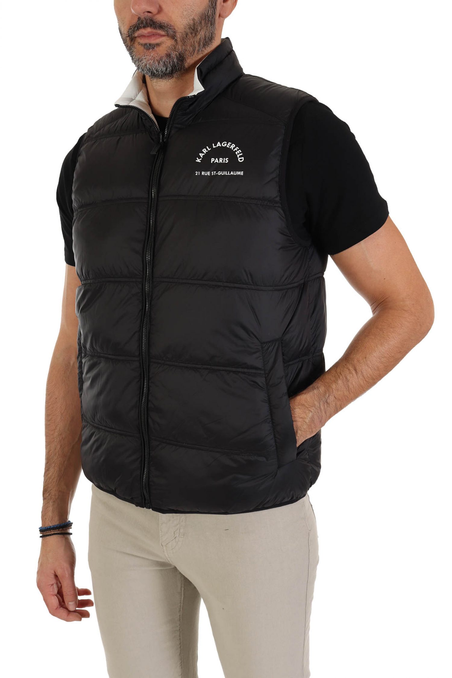 KARL LAGERFELD ΜΠΟΥΦΑΝ ΑΜΑΝΙΚΟ REVERSIBLE LOGO ΜΑΥΡΟ-ΛΕΥΚΟ