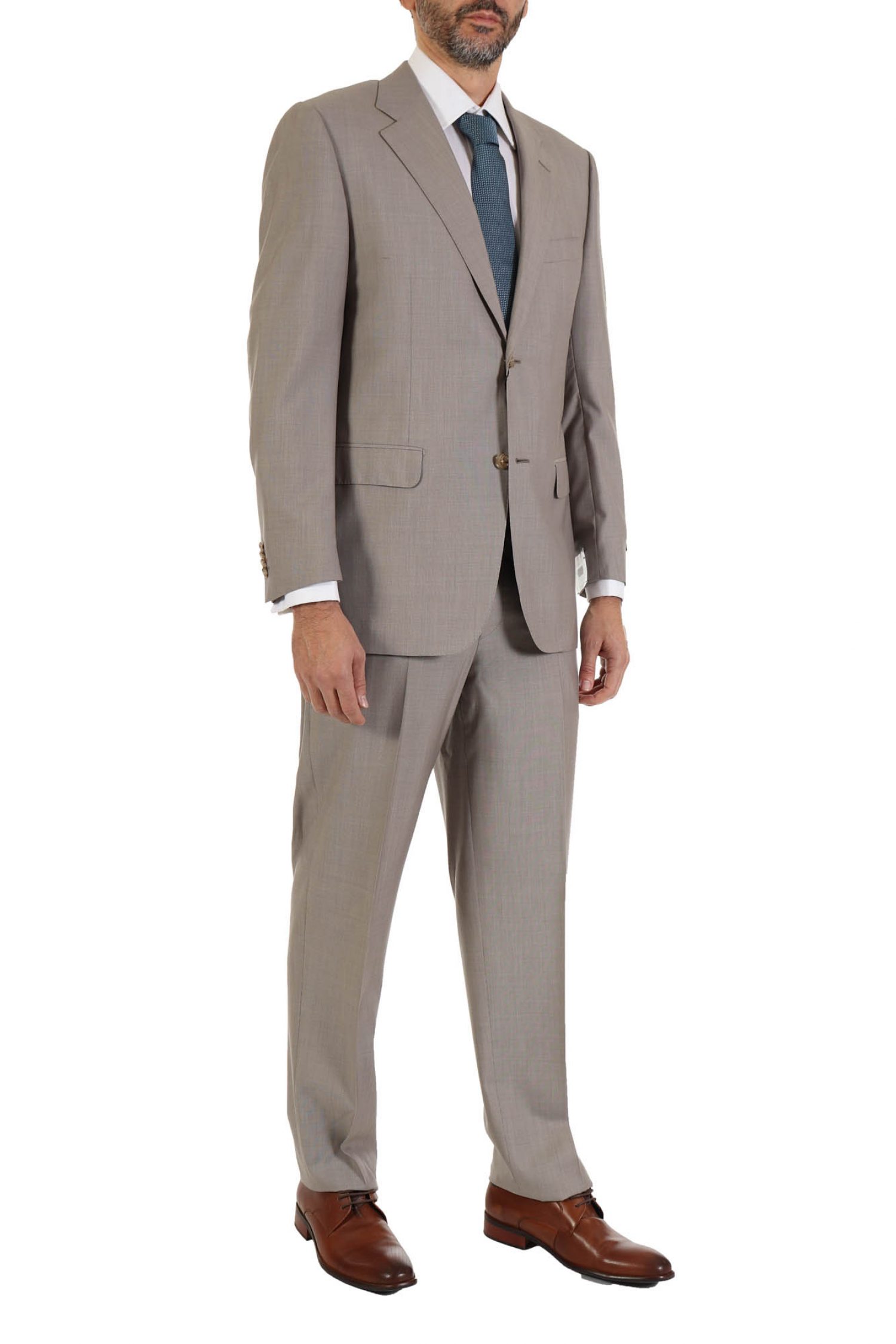 CORNELIANI ΚΟΣΤΟΥΜΙ ΔΙΚΟΥΜΠΟ SUPER 150 ΜΙΚΡΟΣΧΕΔΙΟ ΓΚΡΙ-ΚΑΦΕ