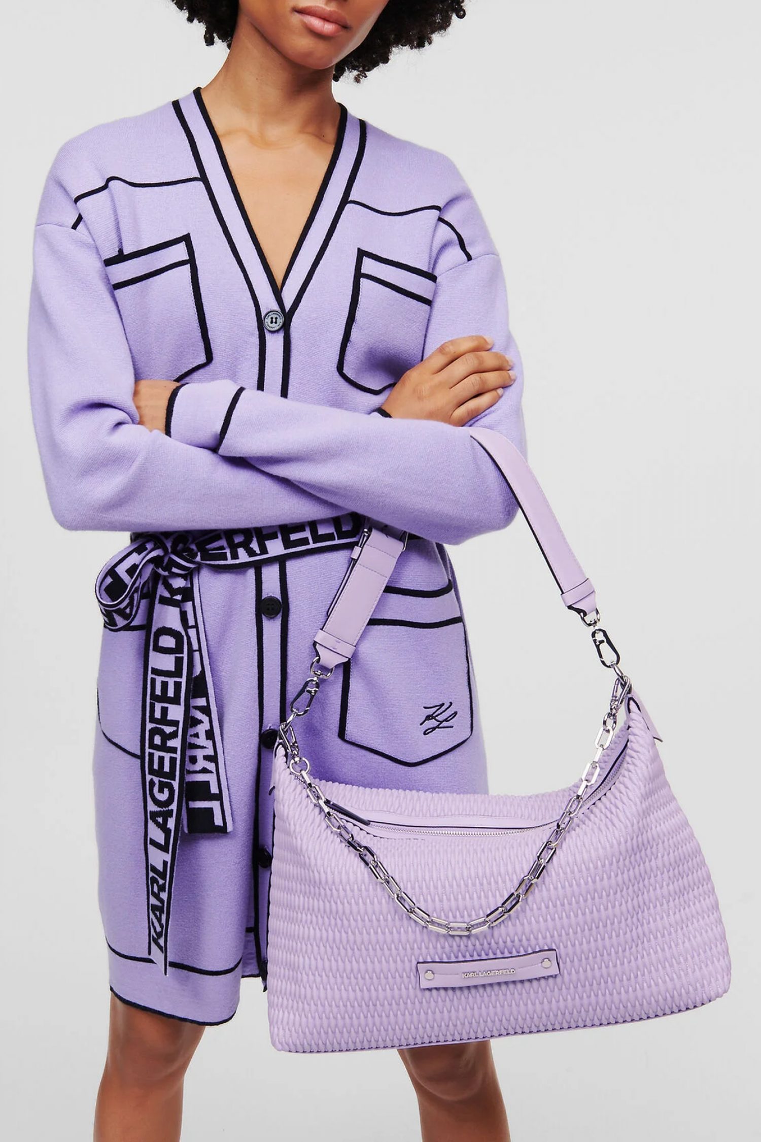 KARL LAGERFELD ΤΣΑΝΤΑ ΩΜΟΥ KUSHION XL QUILTED ΑΛΥΣΙΔΑ ΦΕΡΜΟΥΑΡ ΛΙΛΑ φωτογραφία