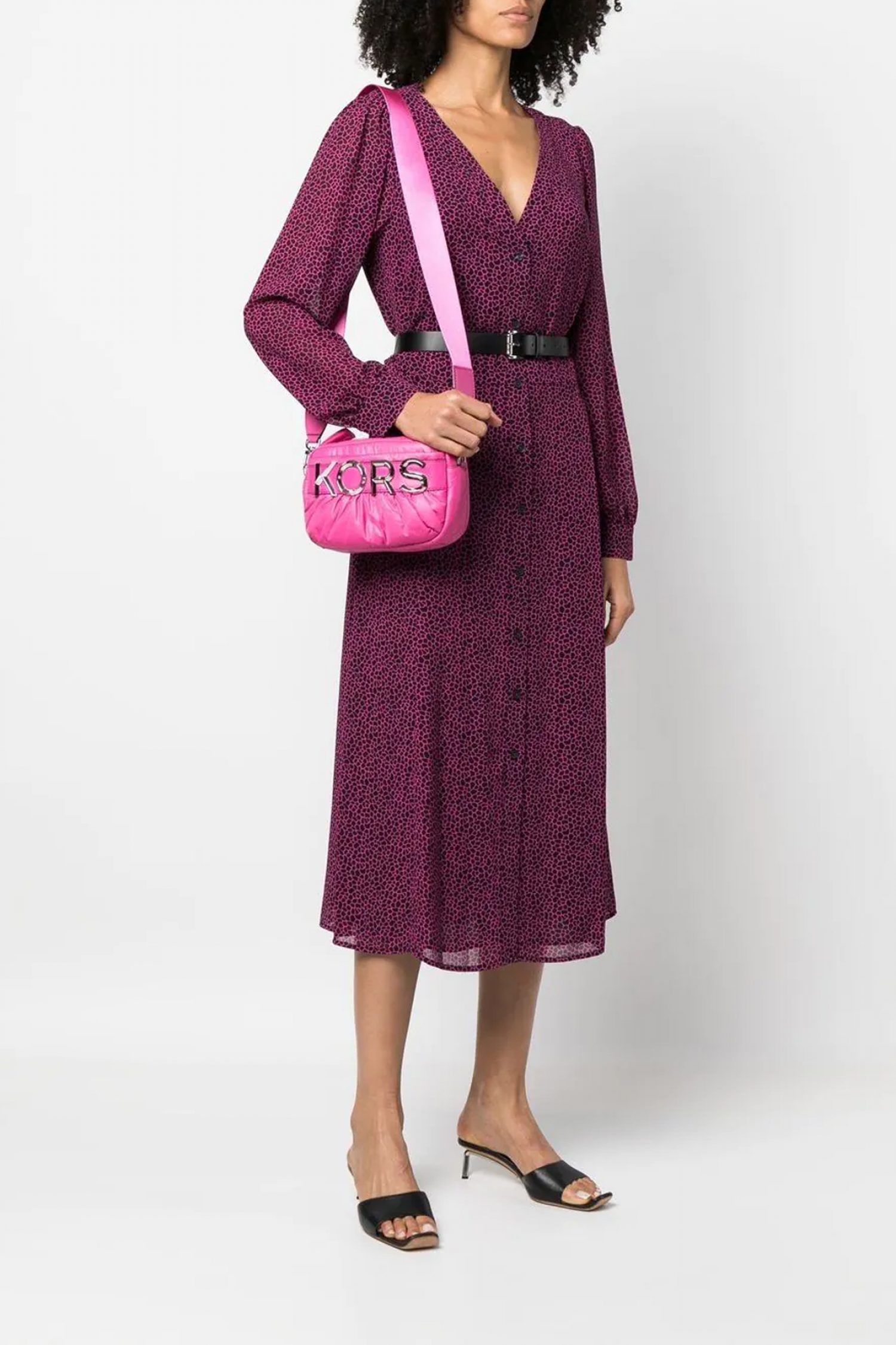 MICHAEL KORS ΤΣΑΝΤΑΚΙ CROSSBODY/ΩΜΟΥ LEONIE LOGO ΦΟΥΞΙΑ φωτογραφία