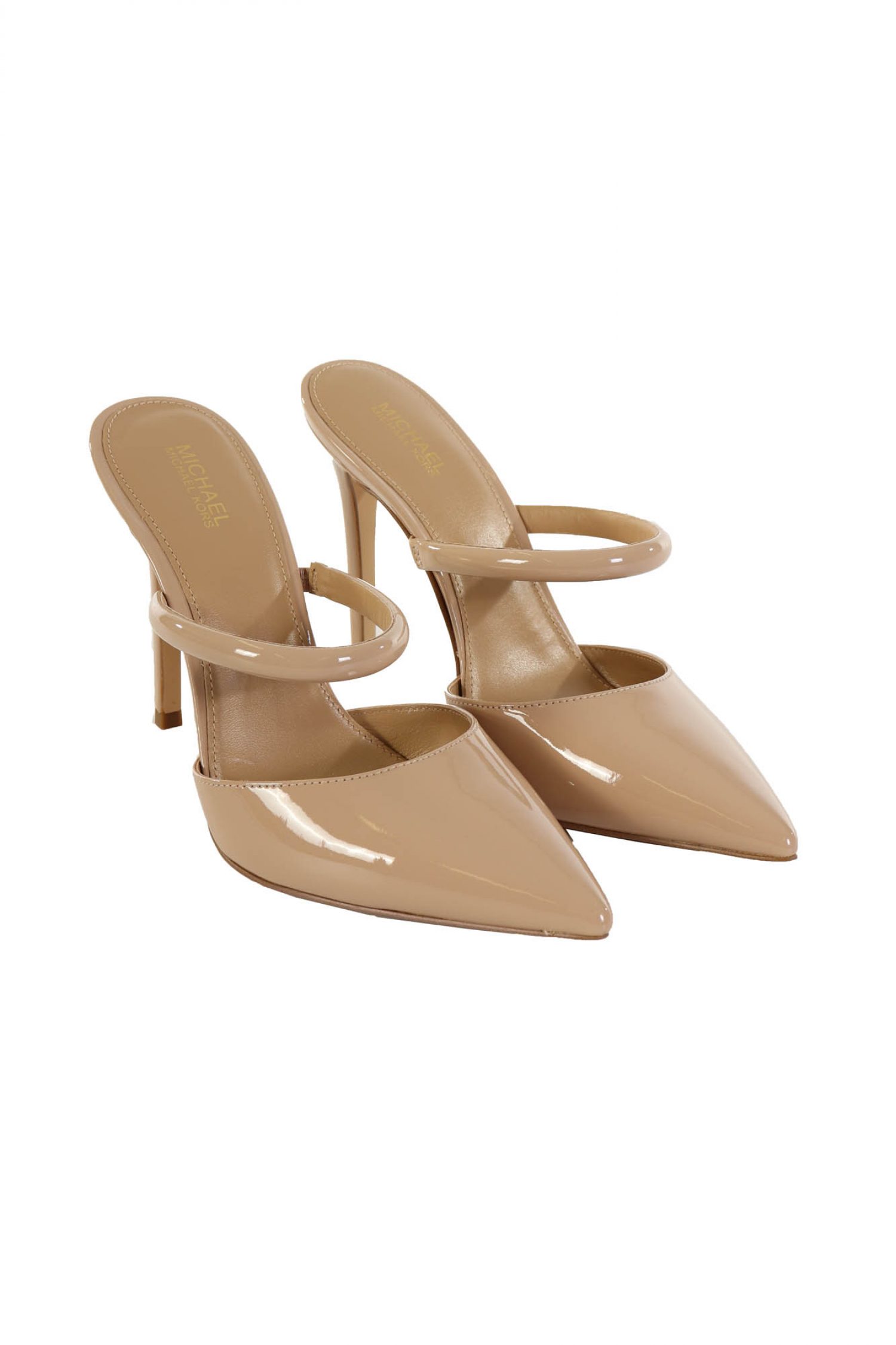 MICHAEL KORS ΠΑΠΟΥΤΣΙΑ MULES JESSA MULE PUMP ΛΟΥΣΤΡΙΝΙ ΜΠΕΖ φωτογραφία