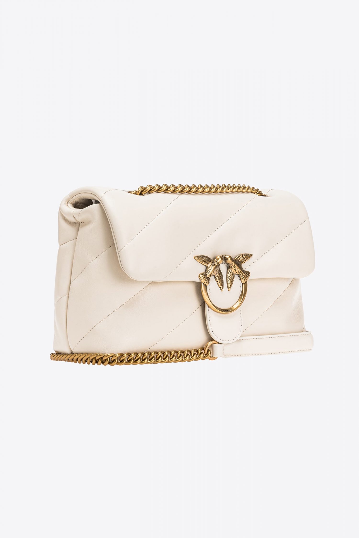 PINKO ΤΣΑΝΤΑ ΩΜΟΥ/CROSS BODY LOVE CLASSIC PUFF CL SHEEP NAPPA ΛΕΥΚΟ/ΧΡΥΣΟ