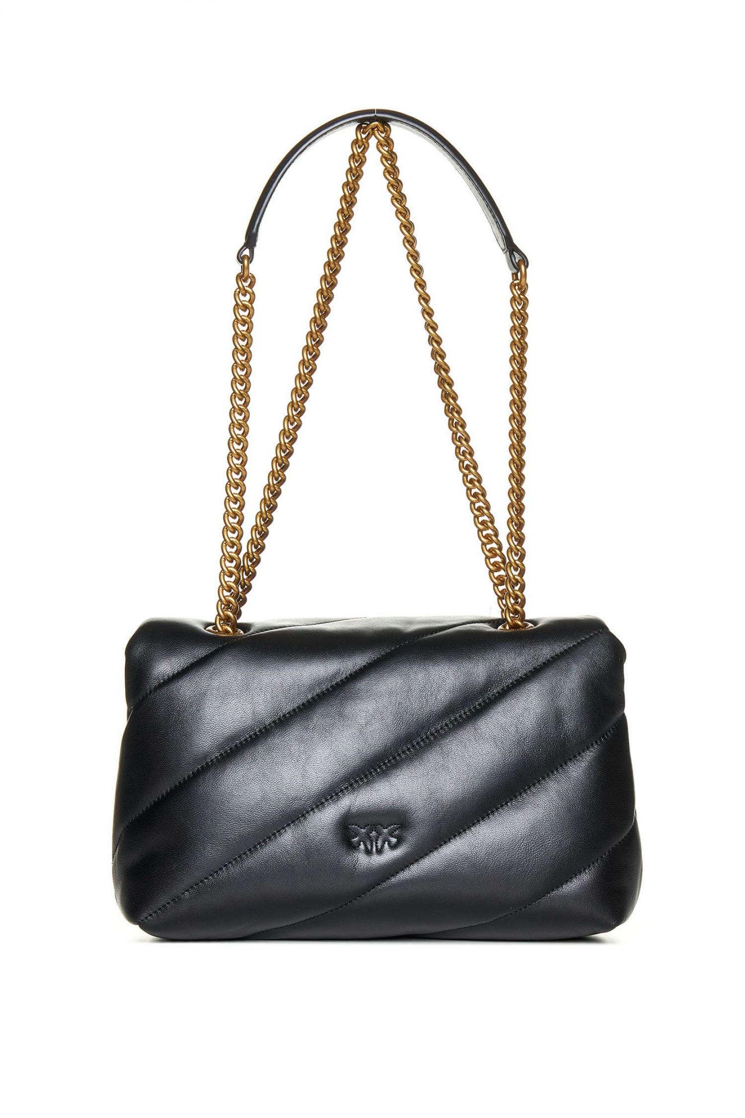 PINKO ΤΣΑΝΤΑ ΩΜΟΥ/CROSSBODY LOVE CLASSIC PUFF CL SHEEP NAPPA ΜΑΥΡΟ/ΧΡΥΣΟ