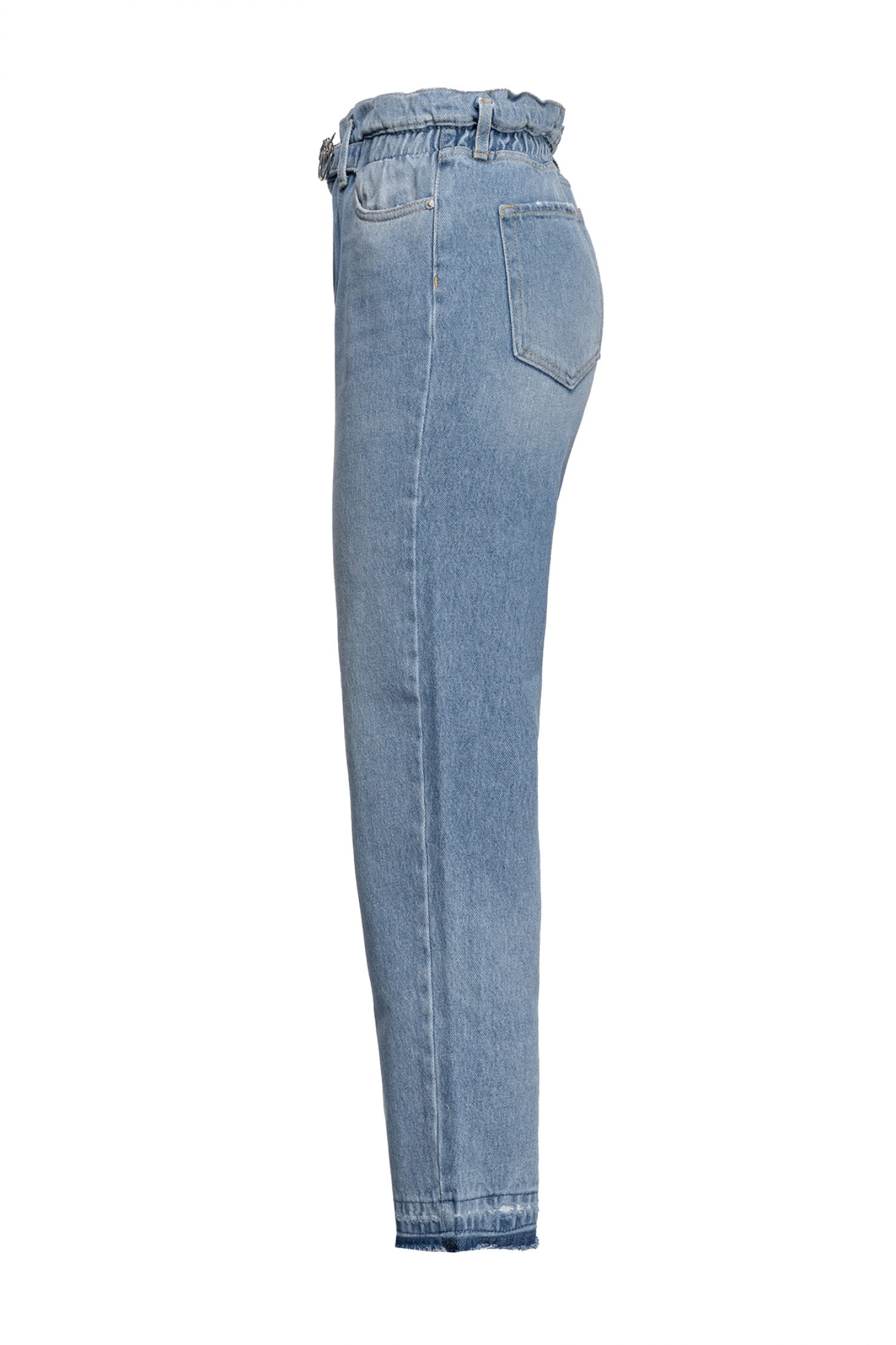 PINKO ΠΑΝΤΕΛΟΝI JEANS FLEXI MADDIE MOM ΣΟΥΡΑ ΜΕΣΗ ΖΩΝΗ ΞΕΦΤΙΑ ΜΠΛΕ