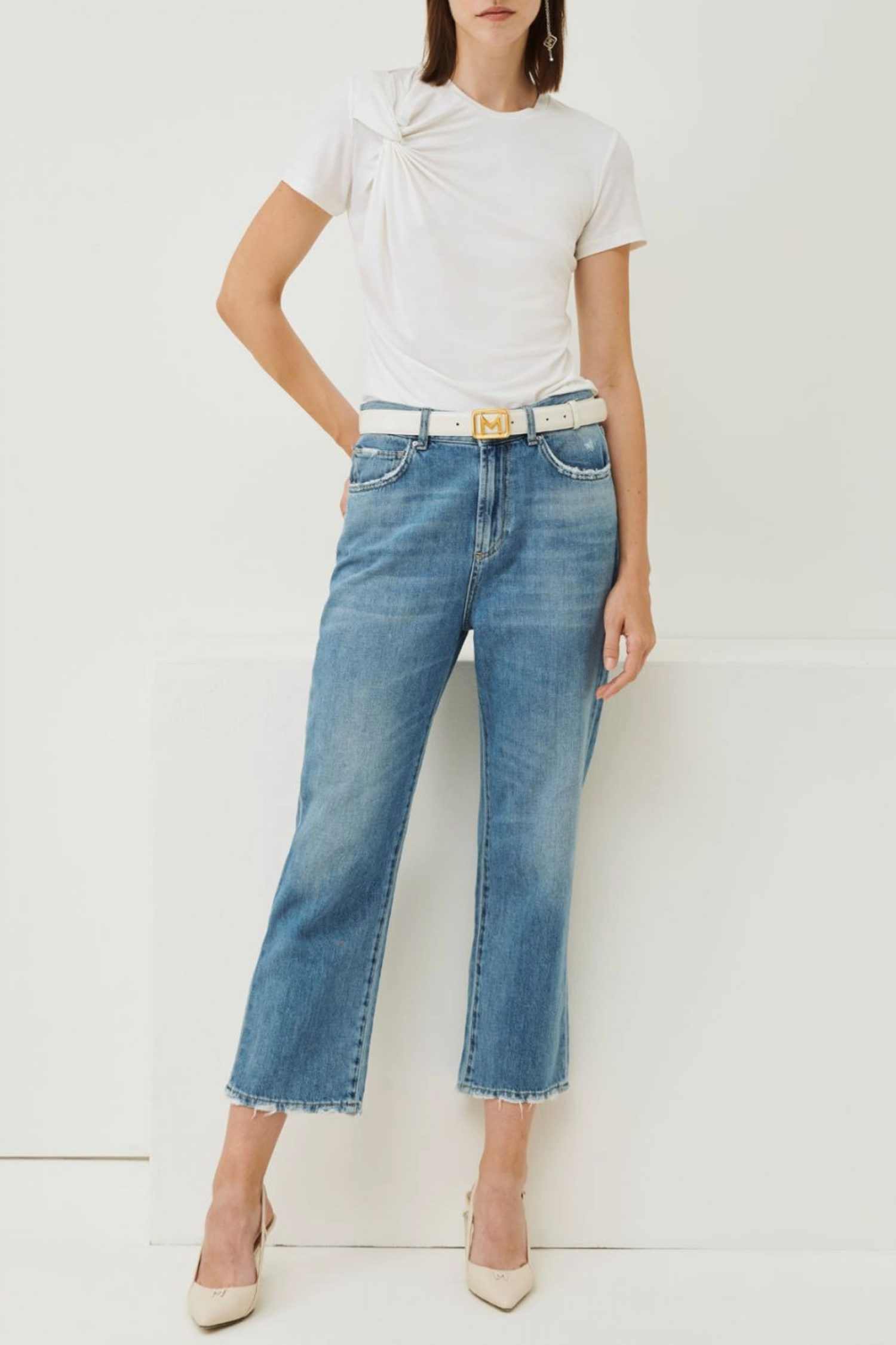 MARELLA T-SHIRT BAMBY ΛΑΙΜΟΚΟΨΗ ΚΟΜΠΟΣ ΛΕΥΚΟ φωτογραφία