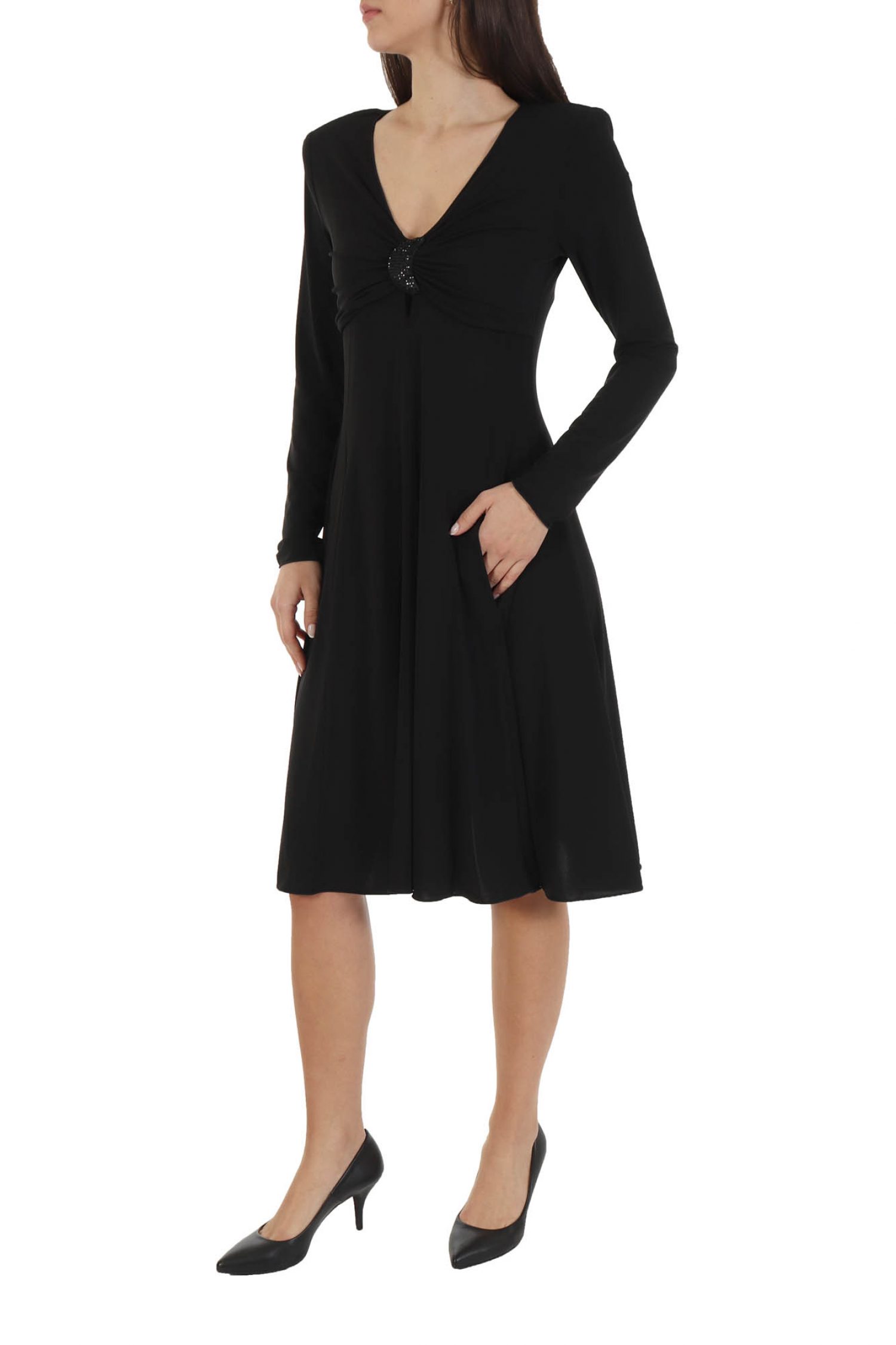 EMPORIO ARMANI ΦΟΡΕΜΑ ΚΛΟΣ V-NECK ΣΤΡΑΣ ΜΑΥΡΟ