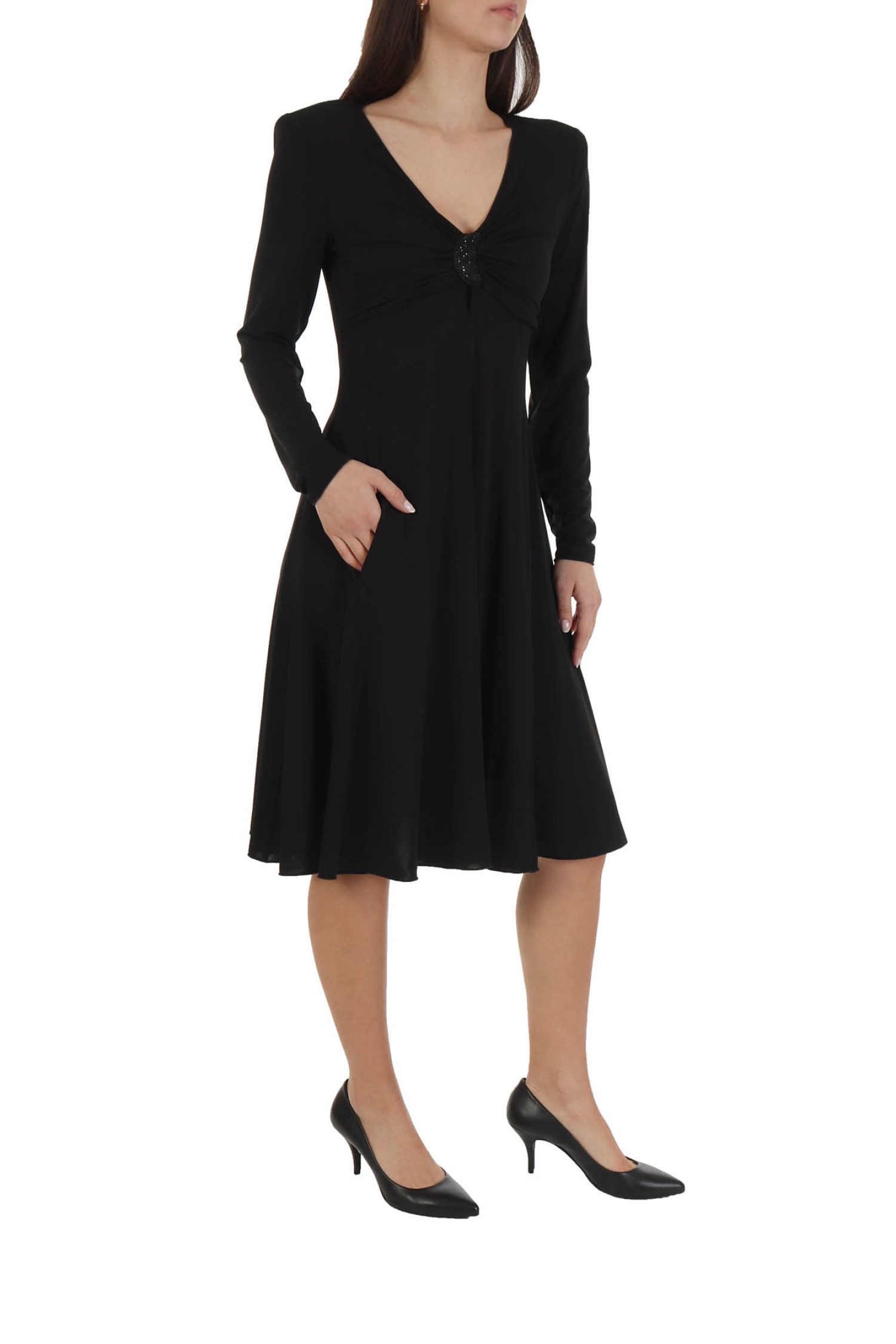 EMPORIO ARMANI ΦΟΡΕΜΑ ΚΛΟΣ V-NECK ΣΤΡΑΣ ΜΑΥΡΟ