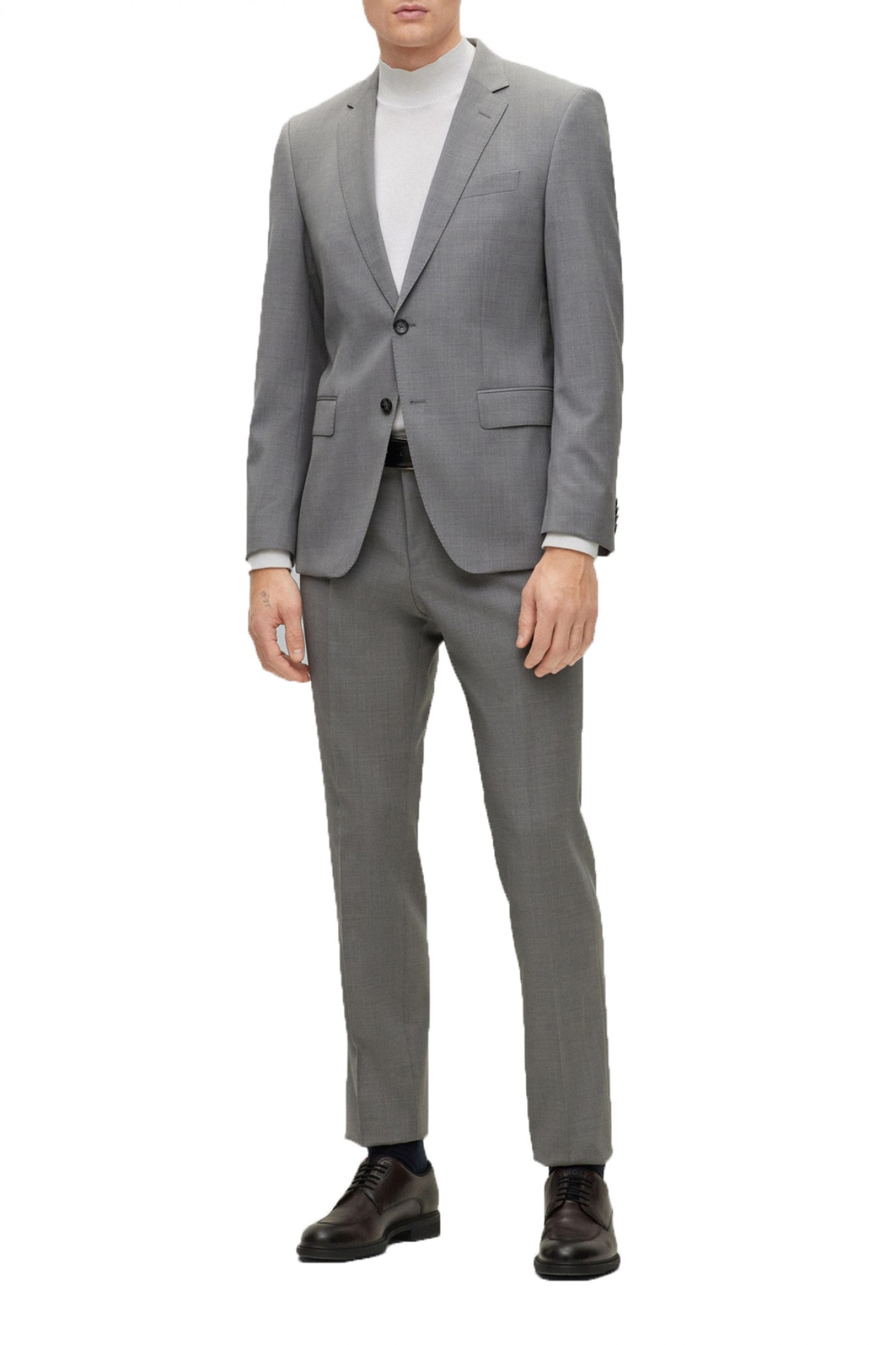 BOSS ΚΟΣΤΟΥΜΙ SUPER 100 SLIM FIT BI STRETCH MARGOTTO H-HUGE-2PCS-224 ΓΚΡΙ