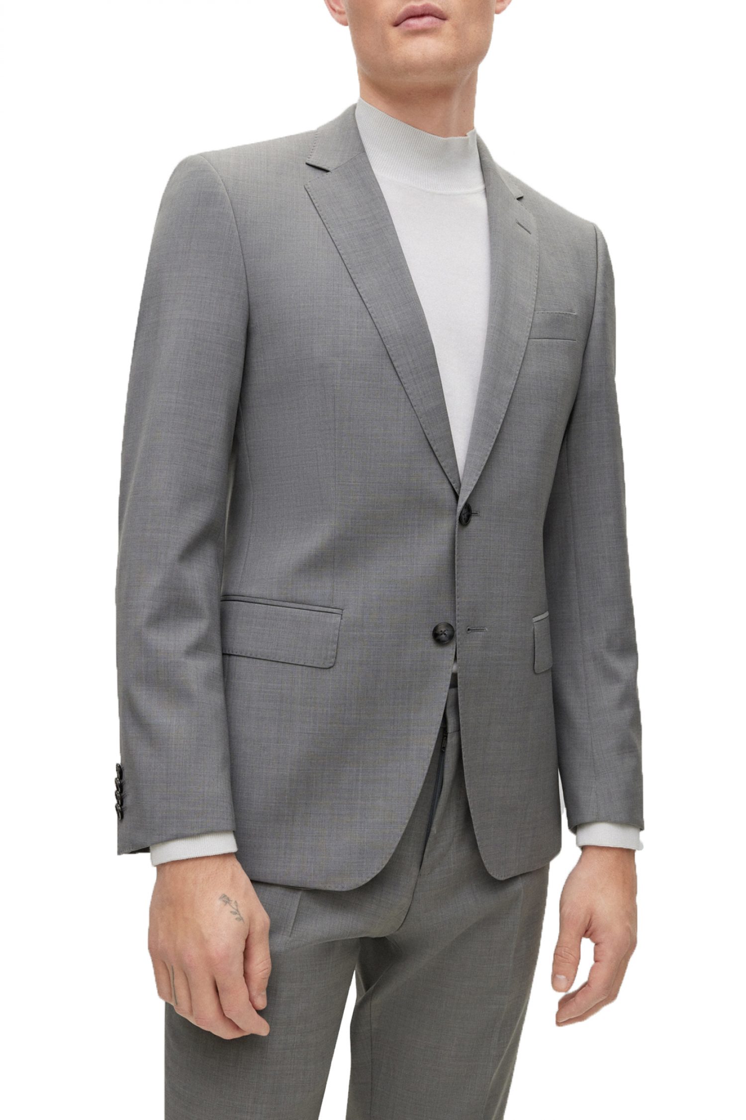 BOSS ΚΟΣΤΟΥΜΙ SUPER 100 SLIM FIT BI STRETCH MARGOTTO H-HUGE-2PCS-224 ΓΚΡΙ