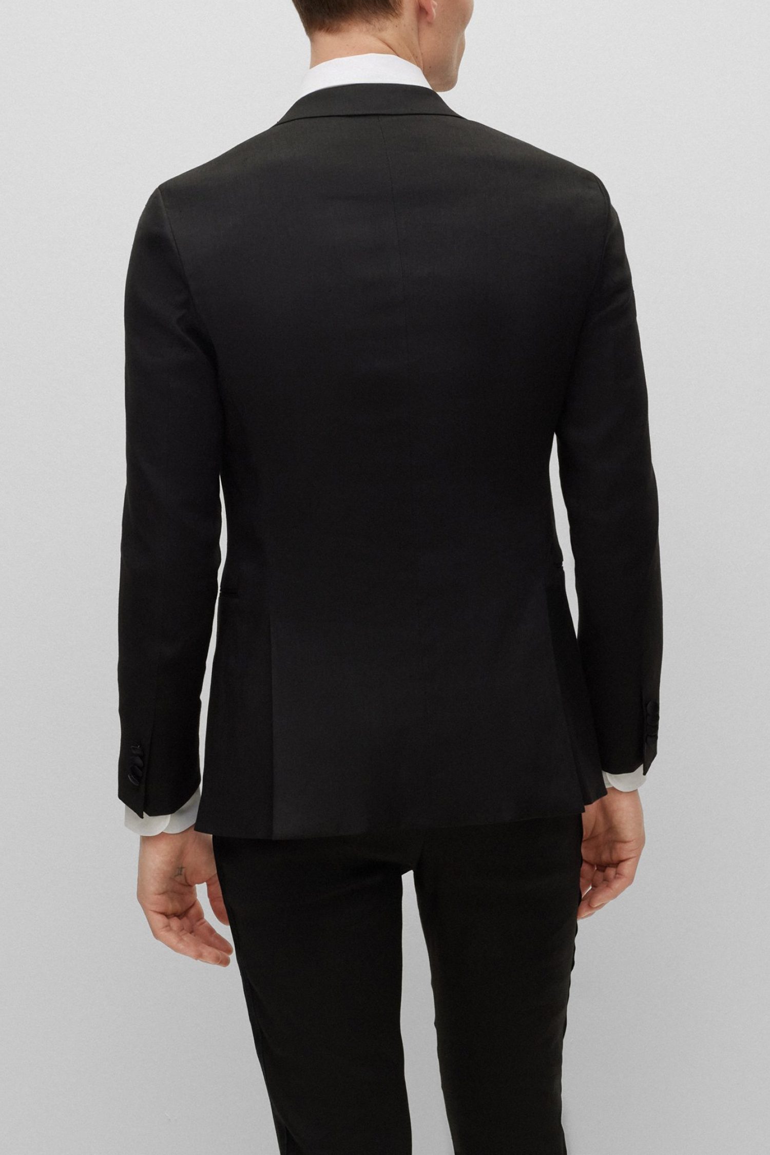 BOSS ΚΟΣΤΟΥΜΙ ΣΜΟΚΙΝ ΛΙΝΟ SLIM FIT H-HUGE-P-2PCS-TUX-232 ΜΑΥΡΟ