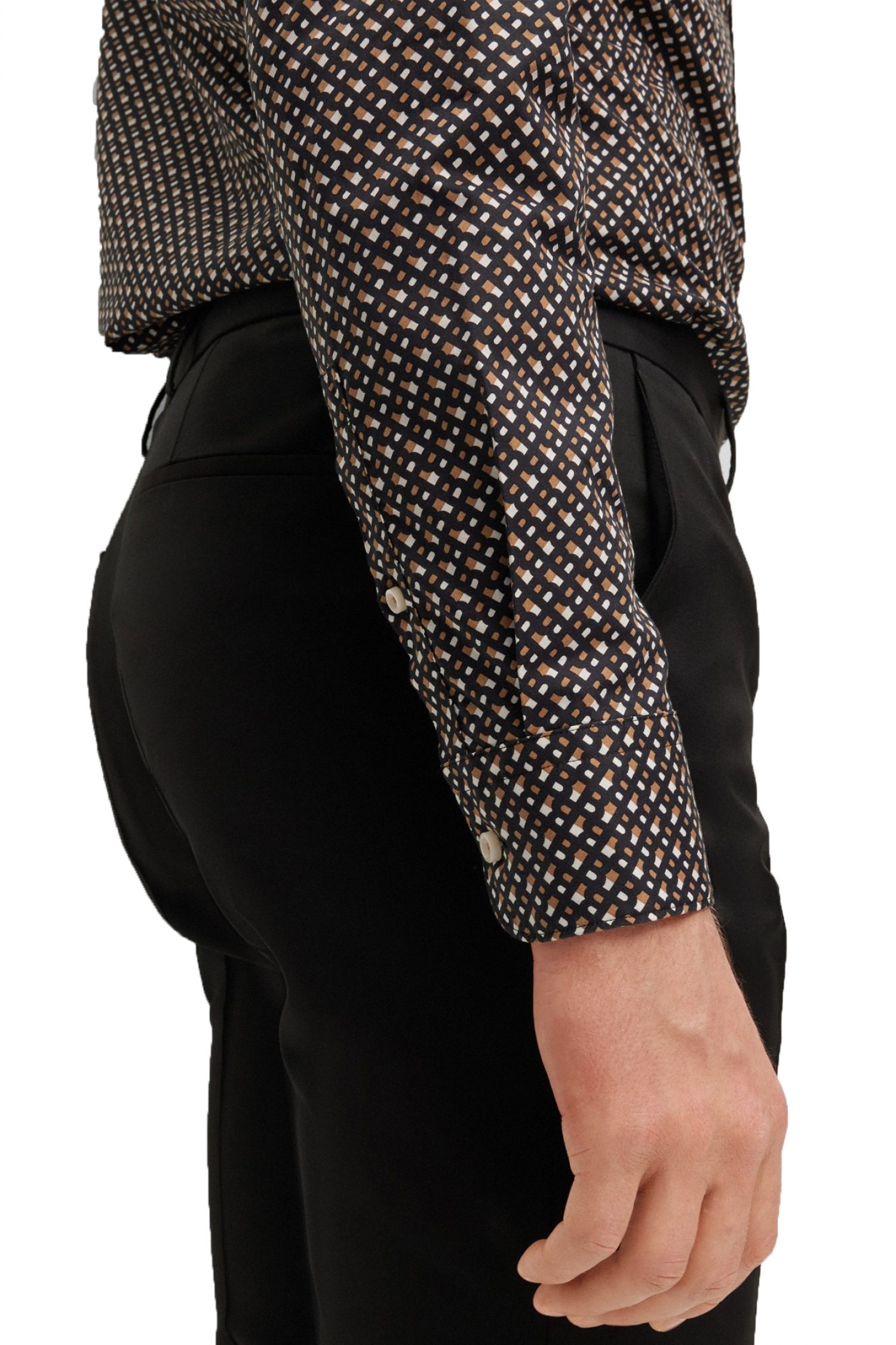 BOSS ΠΟΥΚΑΜΙΣΟ ALLOVER LOGO CASUAL FIT C-HAL-KENT-C1-223 ΜΠΕΖ-ΜΑΥΡΟ-ΛΕΥΚΟ φωτογραφία