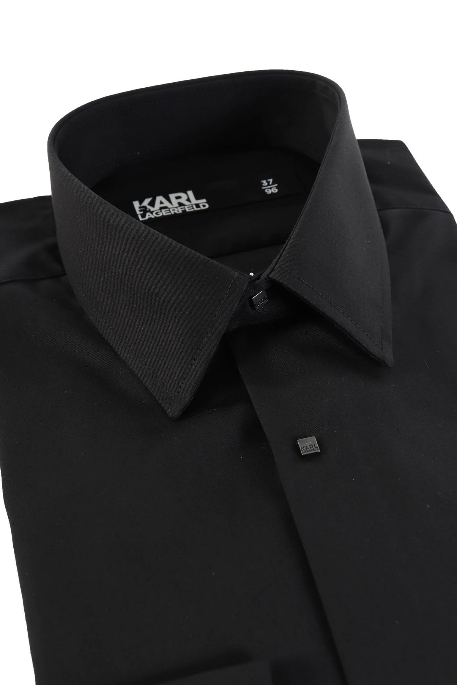 KARL LAGERFELD ΠΟΥΚΑΜΙΣΟ ΜΑΝΙΚΕΤΟΚΟΥΜΠΟ EASY CARE ΜΑΥΡΟ