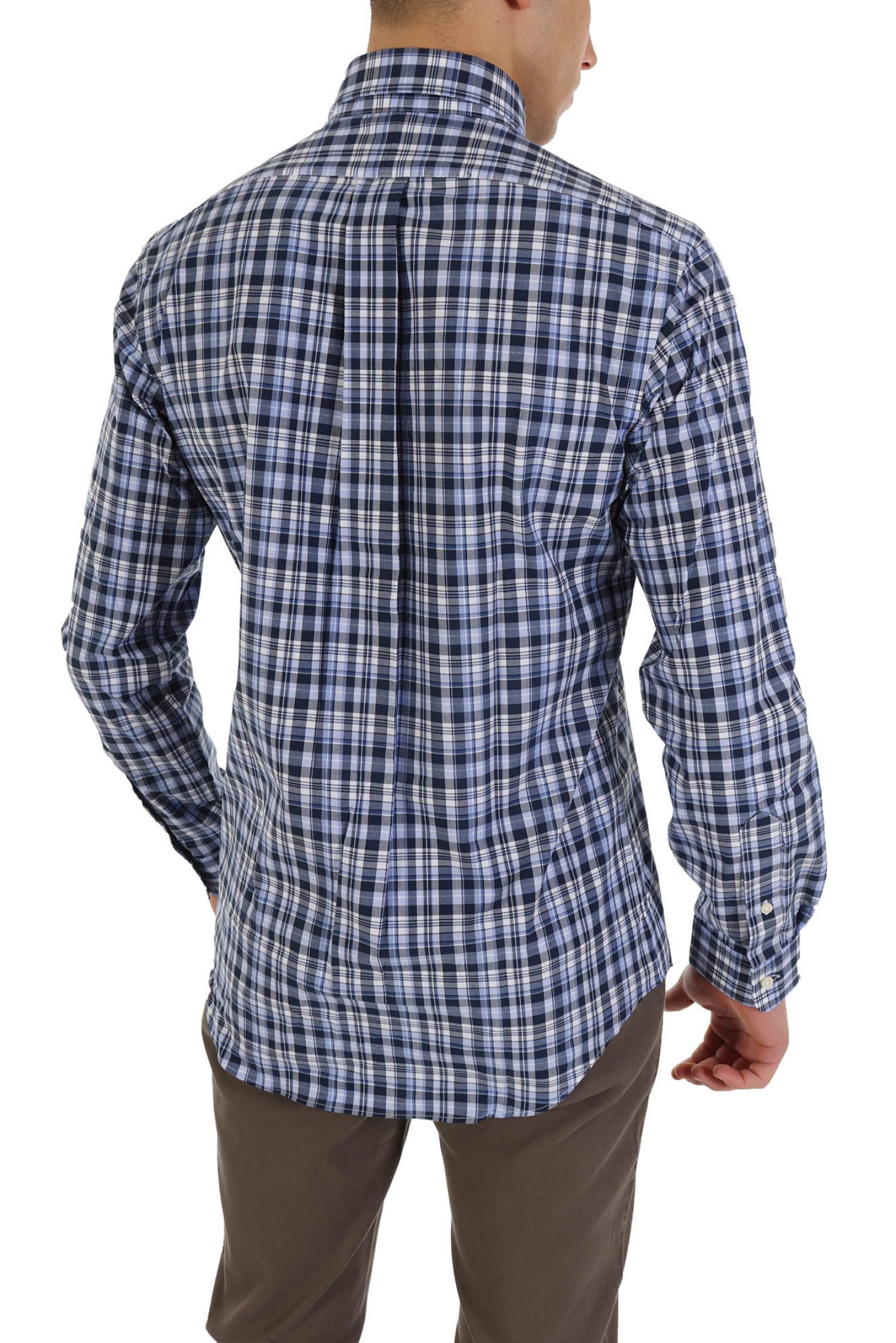 RALPH LAUREN ΠΟΥΚΑΜΙΣΟ ΚΑΡΩ BUTTON DOWN CUSTOM FIT STRETCH ΜΠΛΕ-ΣΙΕΛ φωτογραφία