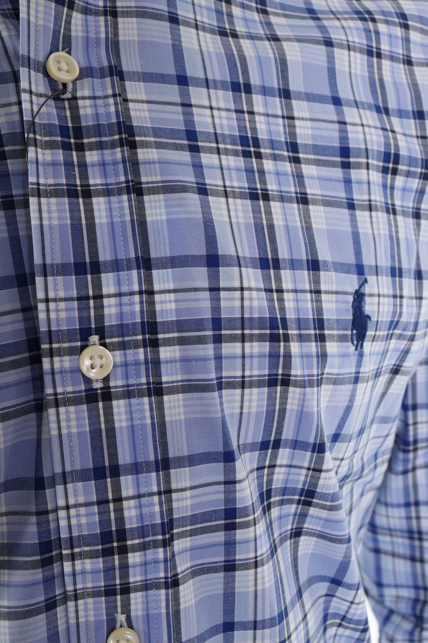 RALPH LAUREN ΠΟΥΚΑΜΙΣΟ ΚΑΡΩ BUTTON DOWN CUSTOM FIT STRETCH ΣΙΕΛ φωτογραφία