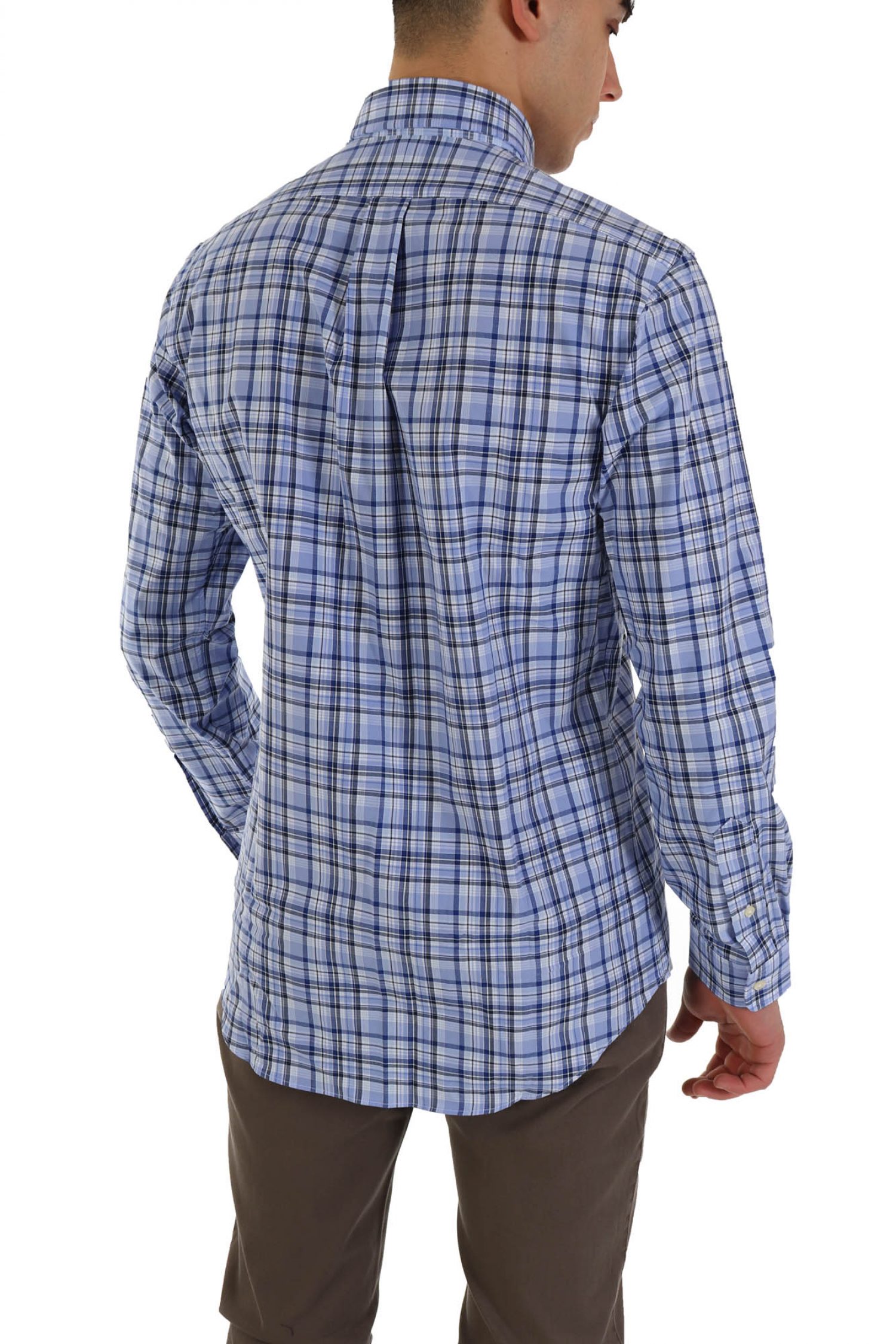 RALPH LAUREN ΠΟΥΚΑΜΙΣΟ ΚΑΡΩ BUTTON DOWN CUSTOM FIT STRETCH ΣΙΕΛ φωτογραφία