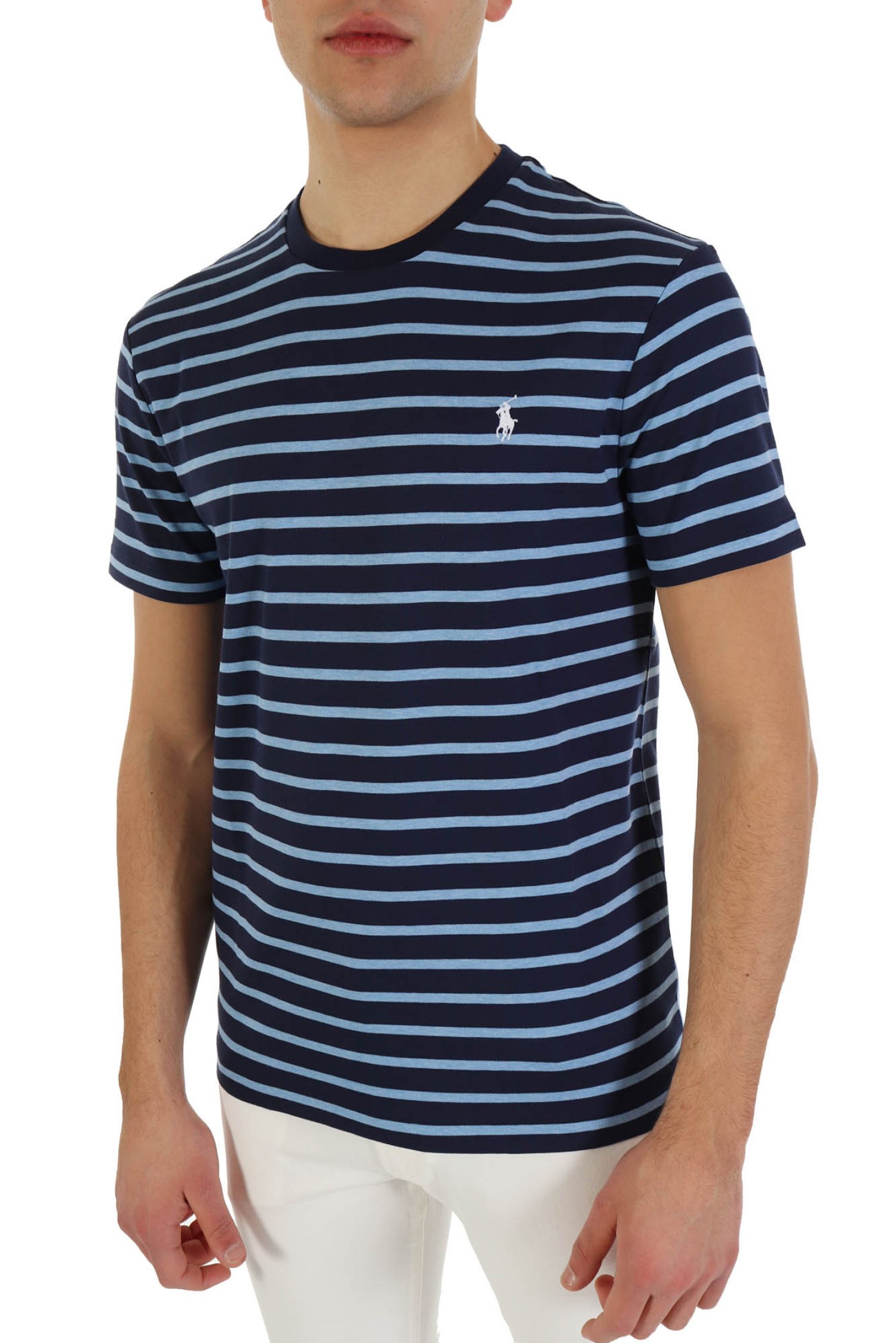 RALPH LAUREN T- SHIRT ΡΙΓΕ CUSTOM SLIM FIT LOGO ΜΠΛΕ φωτογραφία