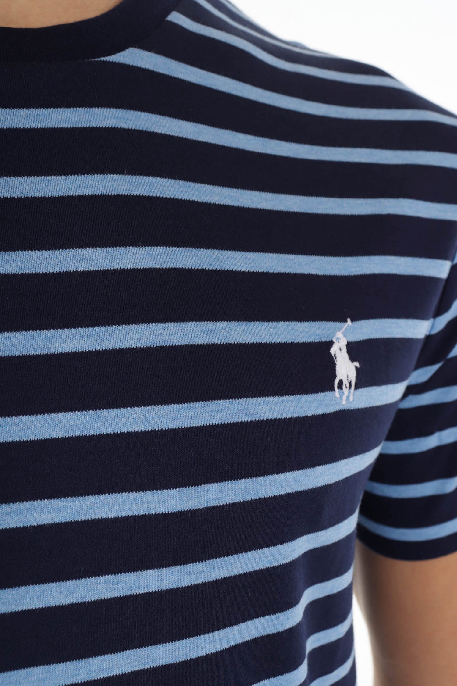 RALPH LAUREN T- SHIRT ΡΙΓΕ CUSTOM SLIM FIT LOGO ΜΠΛΕ φωτογραφία