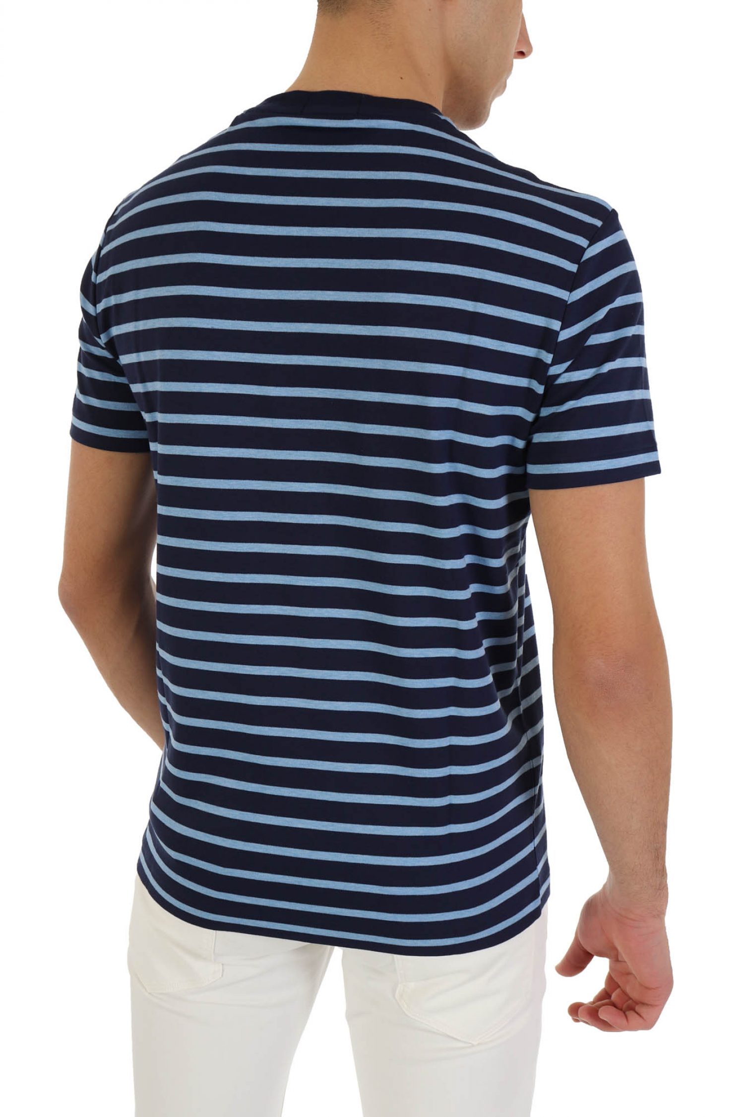 RALPH LAUREN T- SHIRT ΡΙΓΕ CUSTOM SLIM FIT LOGO ΜΠΛΕ φωτογραφία