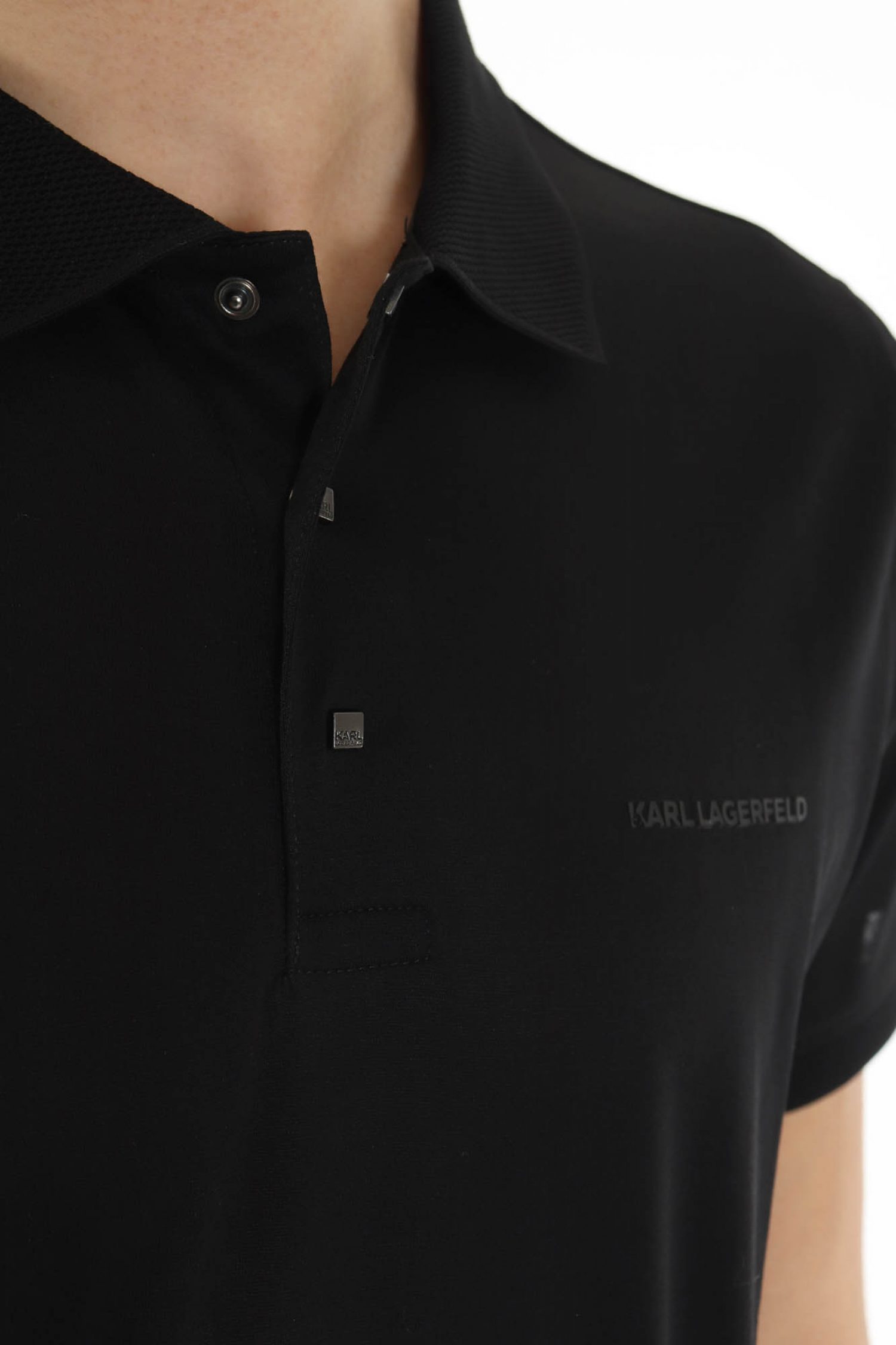 KARL LAGERFELD POLO PRESSBUTTON LOGO ΜΑΥΡΟ φωτογραφία