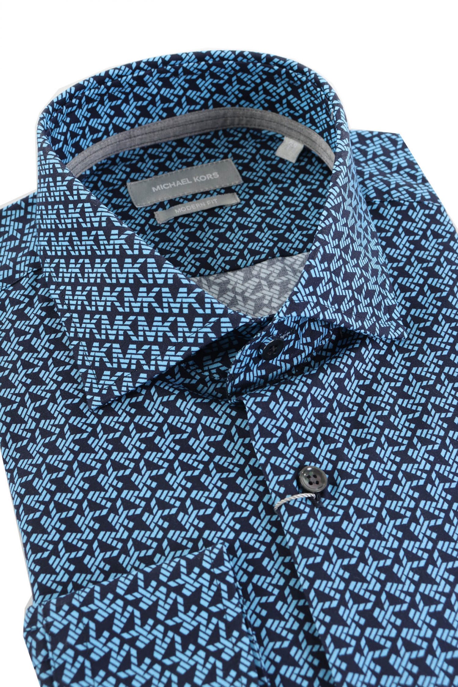 MICHAEL KORS ΠΟΥΚΑΜΙΣΟ MODERN FIT MK DIAGONAL PRINT ΜΠΛΕ φωτογραφία