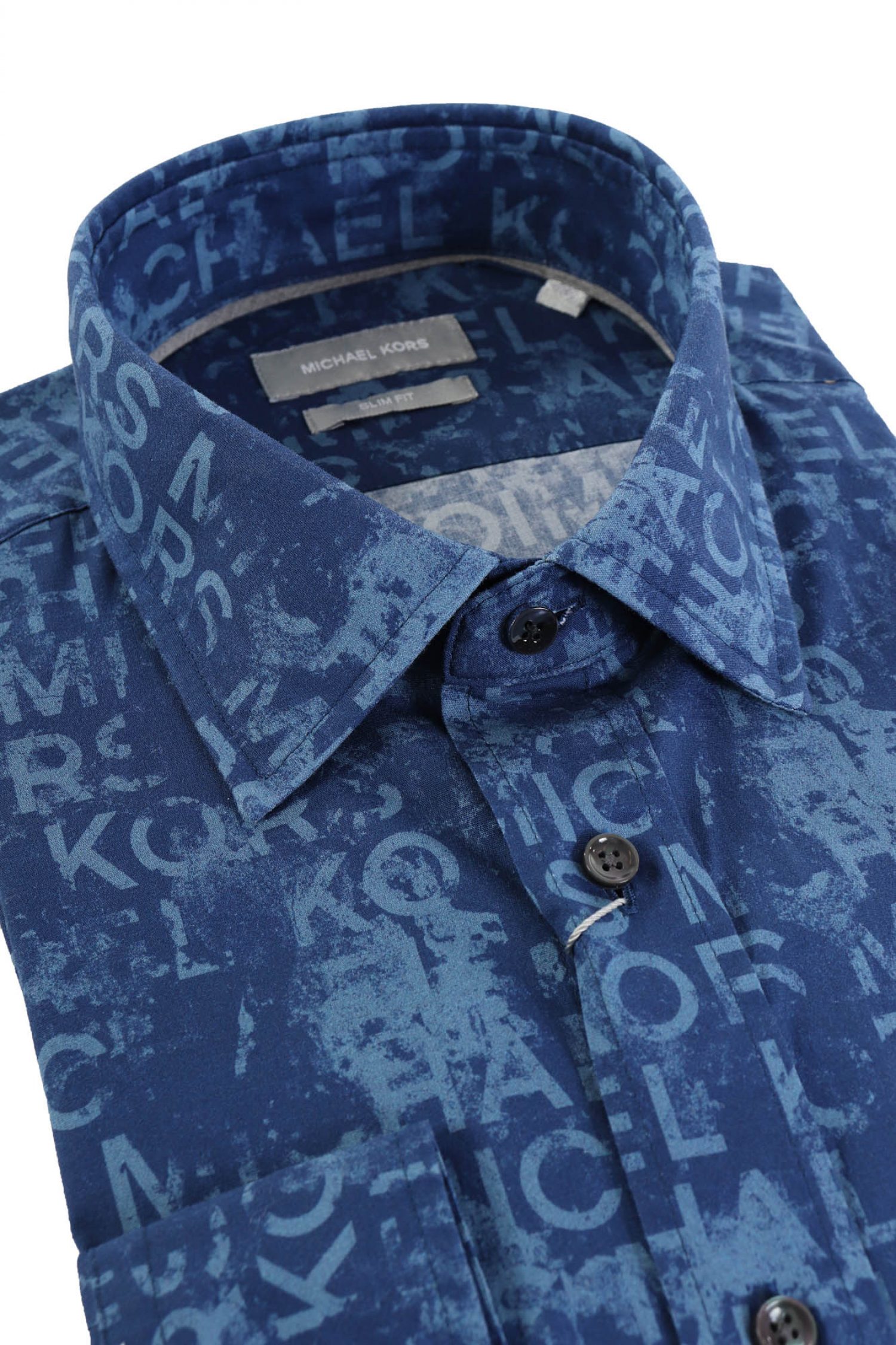 MICHAEL KORS ΠΟΥΚΑΜΙΣΟ SLIM FIT MK PRINT FADED ΜΠΛΕ φωτογραφία