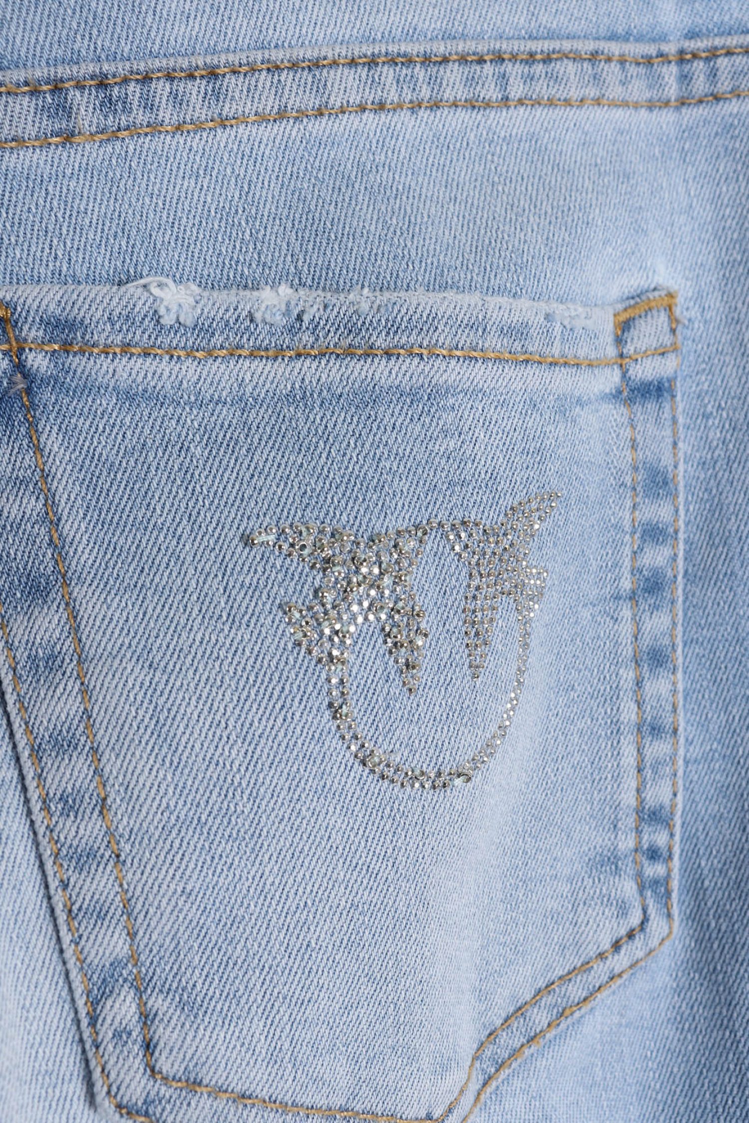 PINKO ΠΑΝΤΕΛΟΝI JEANS SUSAN NO BELT SKINNY ΣΤΡΑΣ BIRDS ΤΣΕΠΗ ΓΑΛΑΖΙΟ φωτογραφία