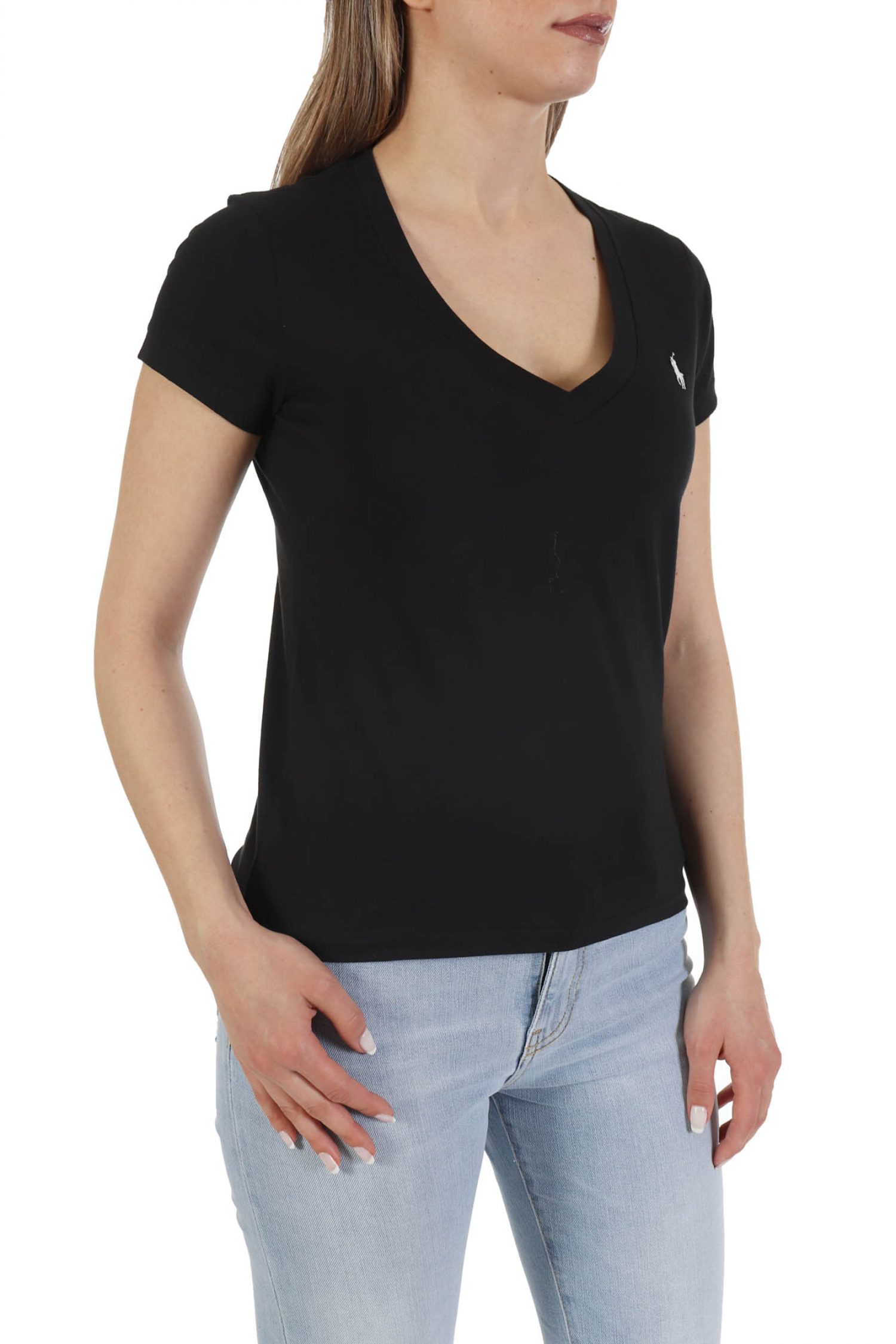 RALPH LAUREN T- SHIRT V-NECK BSR ΜΑΥΡΟ φωτογραφία