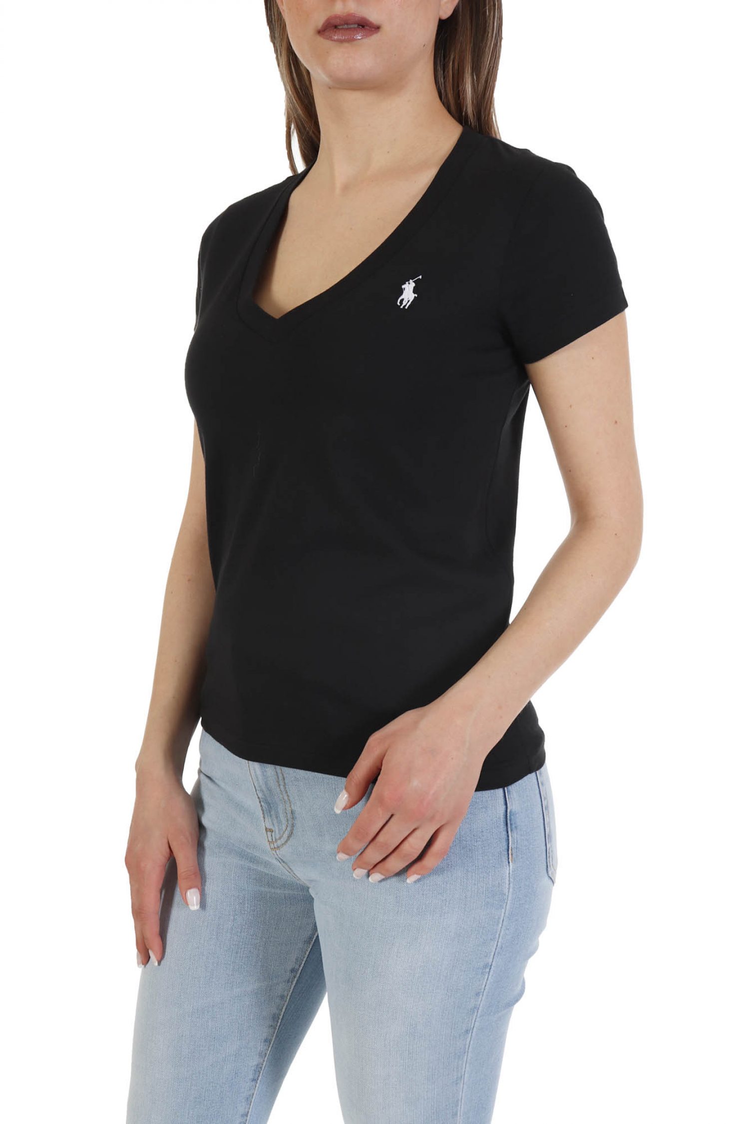RALPH LAUREN T- SHIRT V-NECK BSR ΜΑΥΡΟ φωτογραφία
