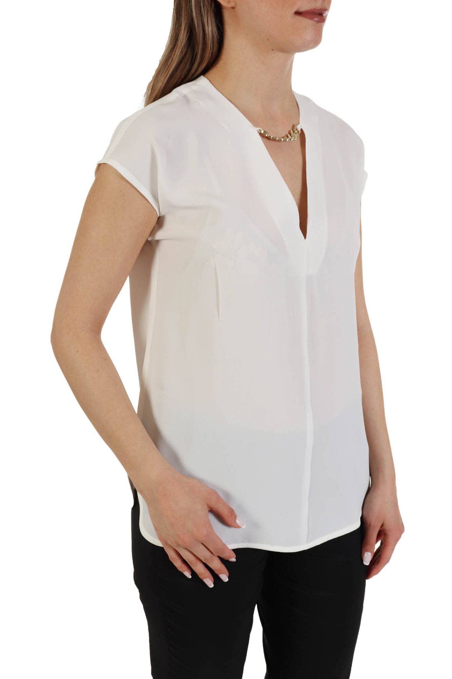 MARELLA TOP ASTER ΑΛΥΣΙΔΑ V-NECK ΛΕΥΚΟ φωτογραφία