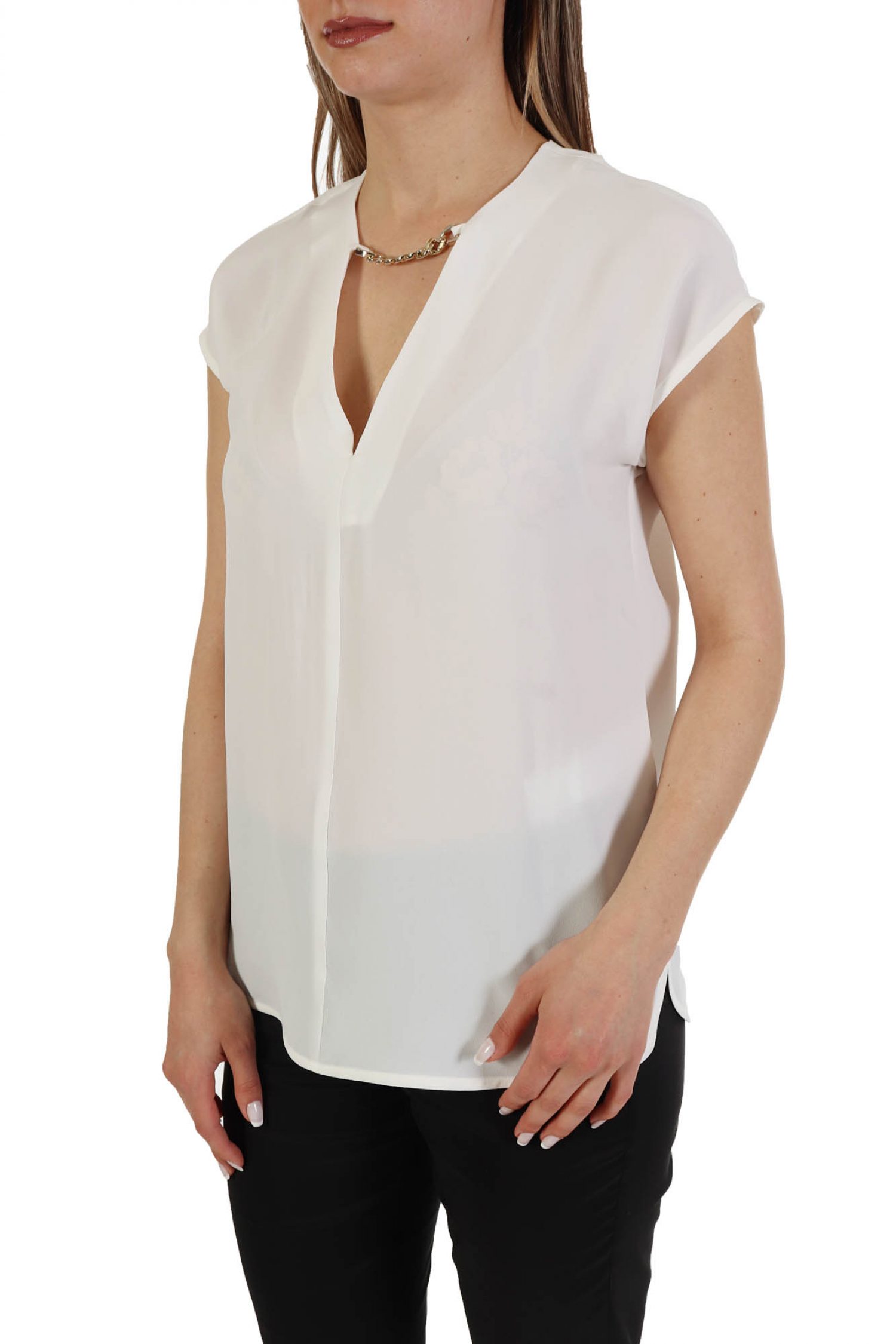 MARELLA TOP ASTER ΑΛΥΣΙΔΑ V-NECK ΛΕΥΚΟ φωτογραφία