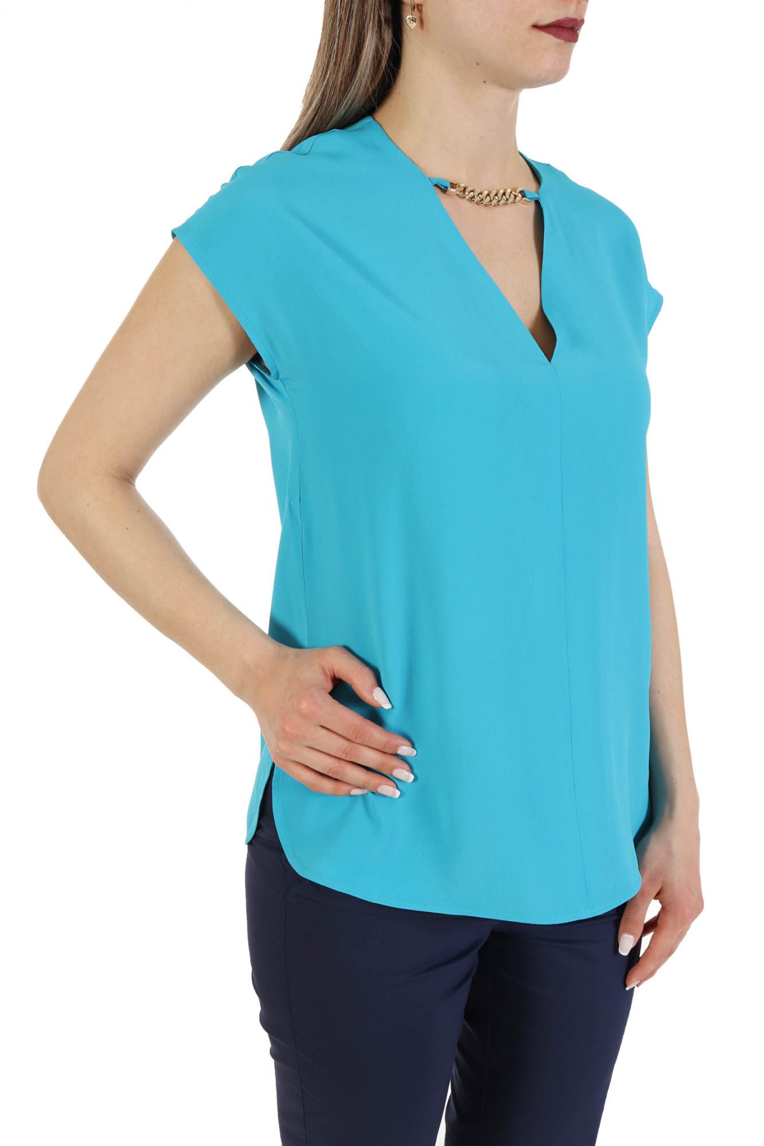 MARELLA TOP ASTER ΑΛΥΣΙΔΑ V-NECK ΤΥΡΚΟΥΑΖ φωτογραφία